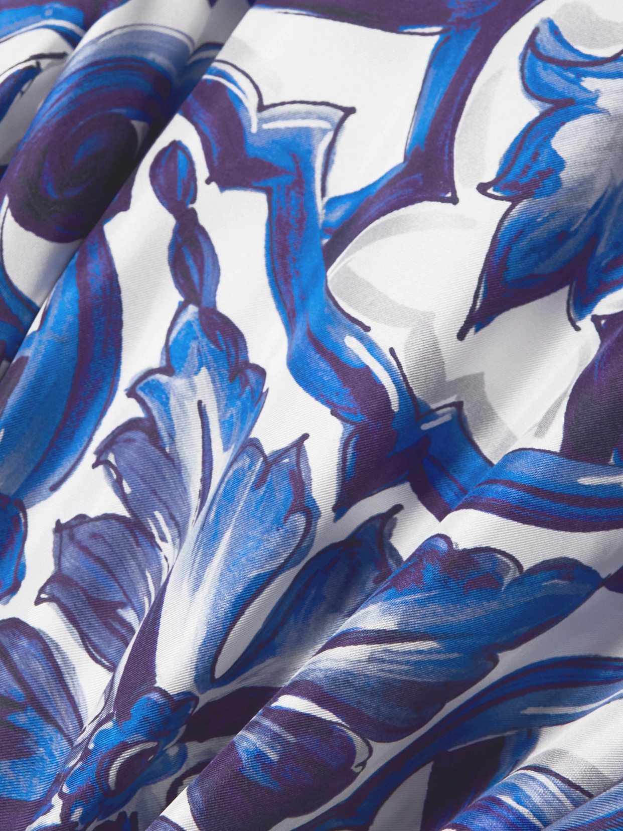 Dolce & Gabbana Pottery Printed Twill Pajamas Shirt In Blue