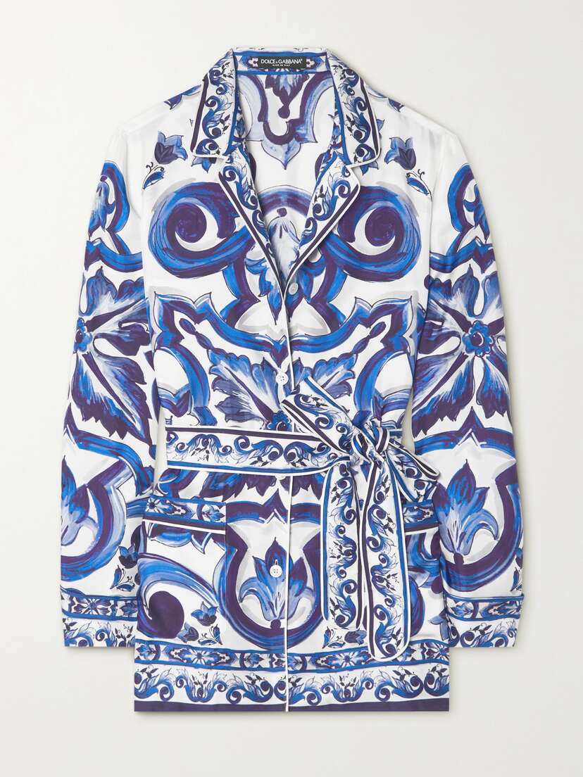 Dolce & Gabbana Maiolica Printed Silk-satin Shirt