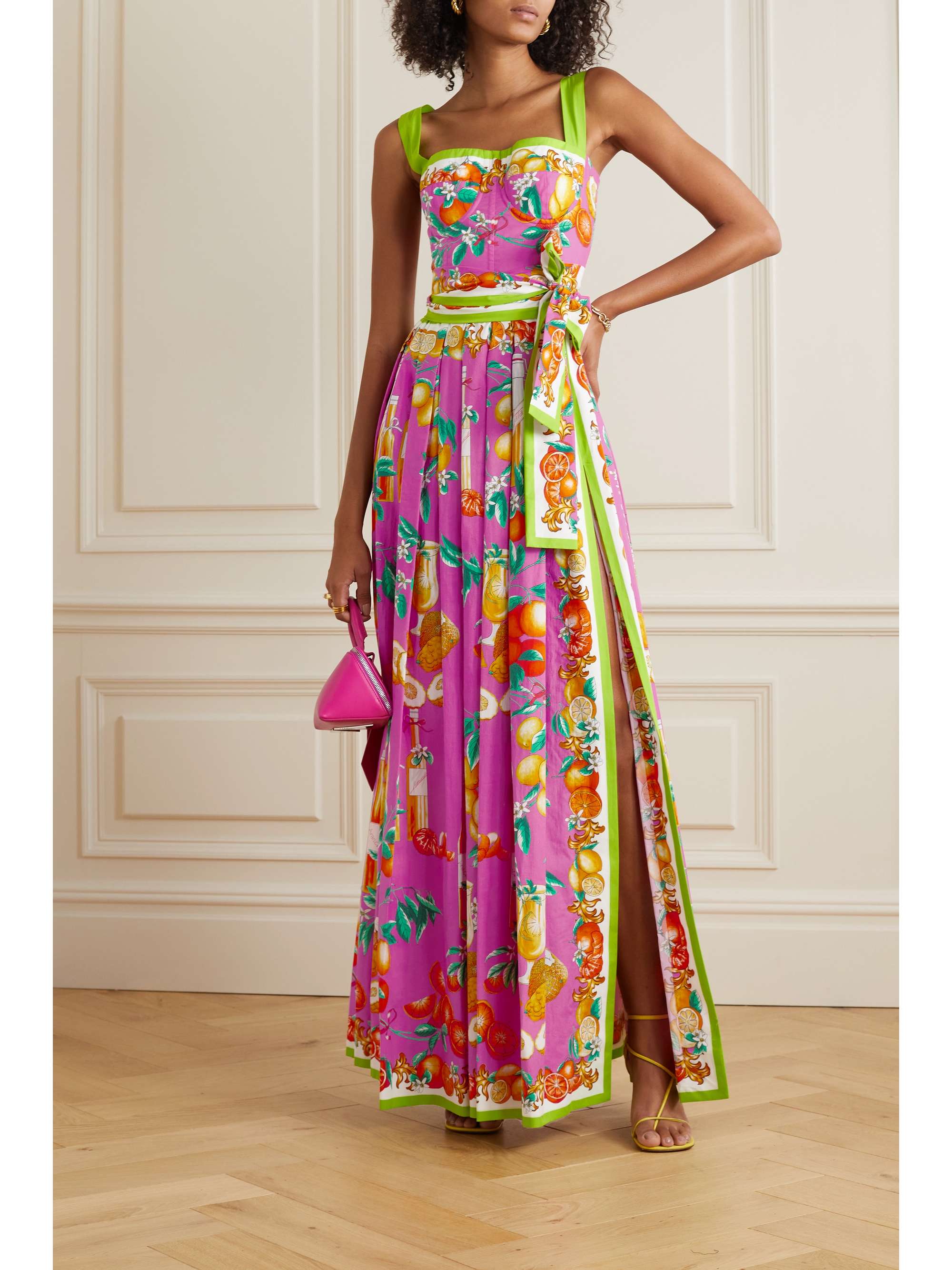 werkgelegenheid scheiden Cornwall DOLCE & GABBANA Belted pleated printed cotton-blend maxi dress |  NET-A-PORTER