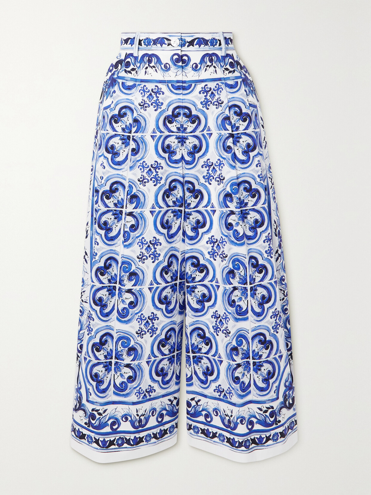 Dolce & Gabbana Pleated Printed Cotton-poplin Culottes