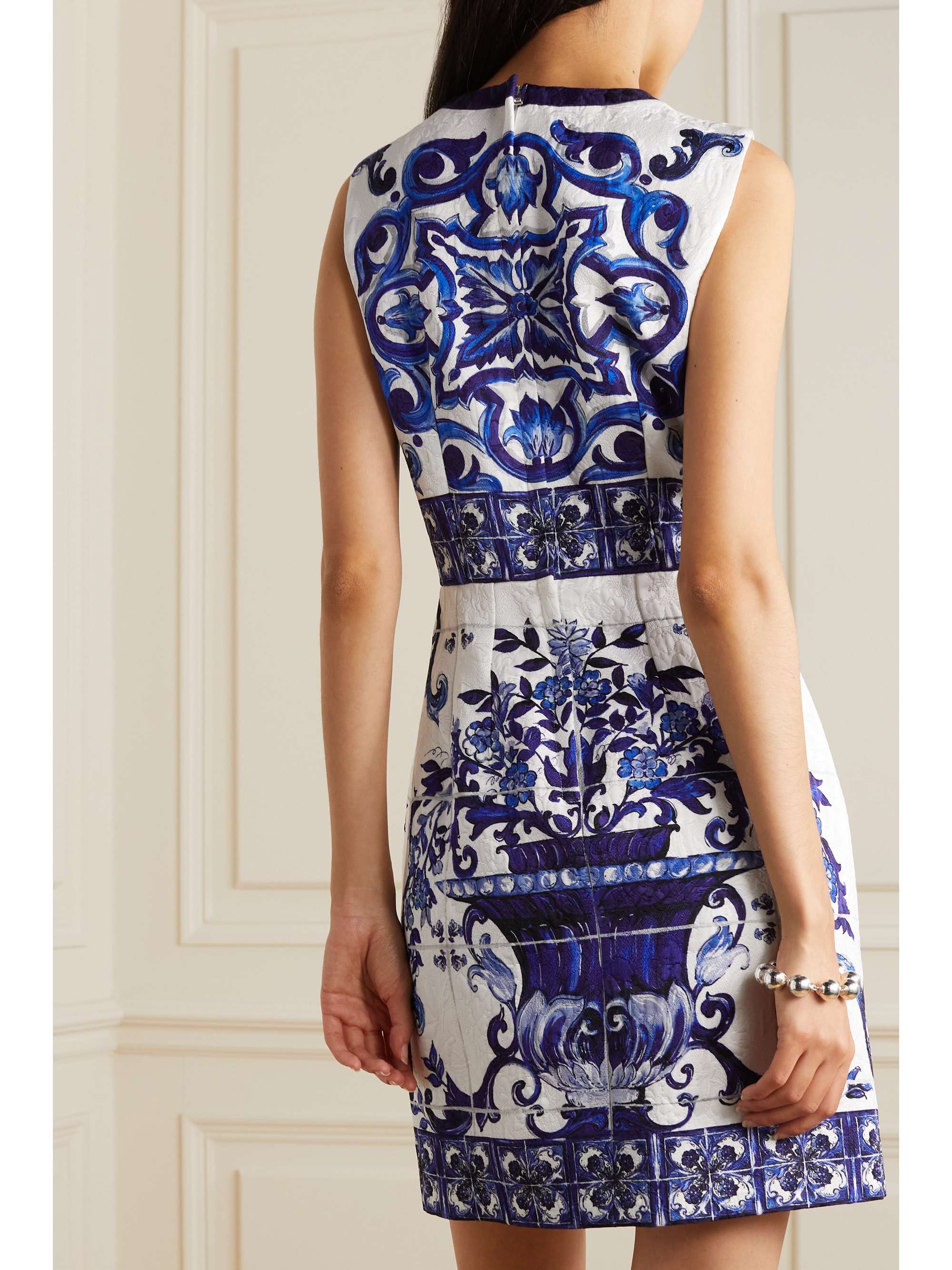 DOLCE & GABBANA Printed cotton-blend jacquard mini dress