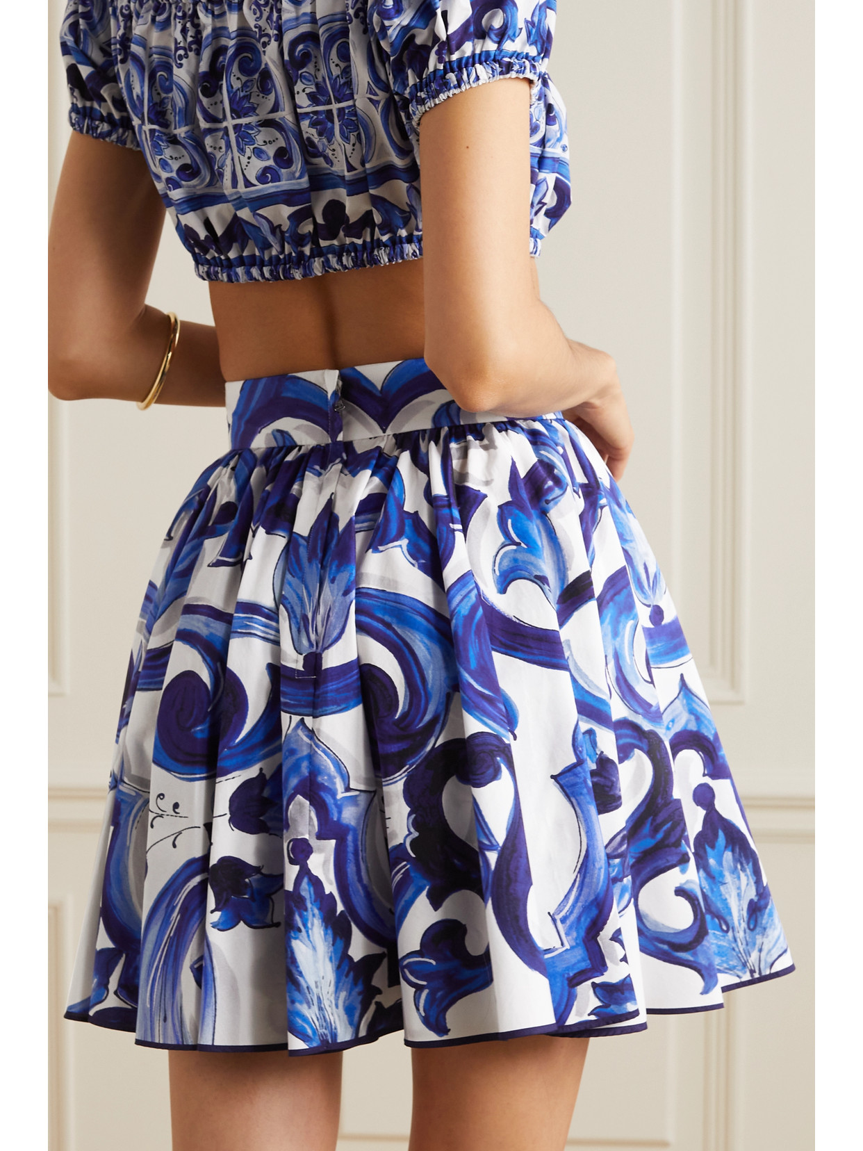 Dolce & Gabbana Printed Light Poplin Full Mini Skirt In Tris Dolce & Gabbana Printed Light Poplin Full Mini Skirt In Tris