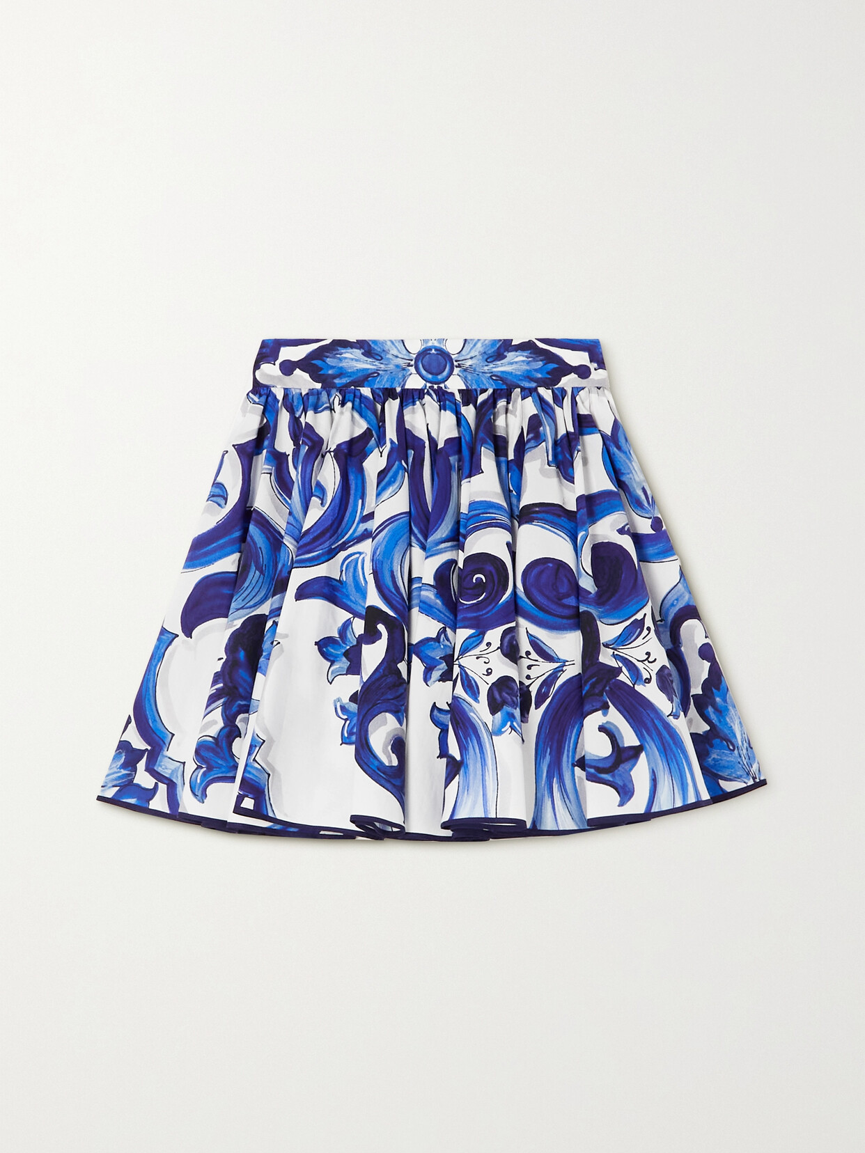 Dolce & Gabbana Printed Light Poplin Full Mini Skirt In Tris Dolce & Gabbana Printed Light Poplin Full Mini Skirt In Tris
