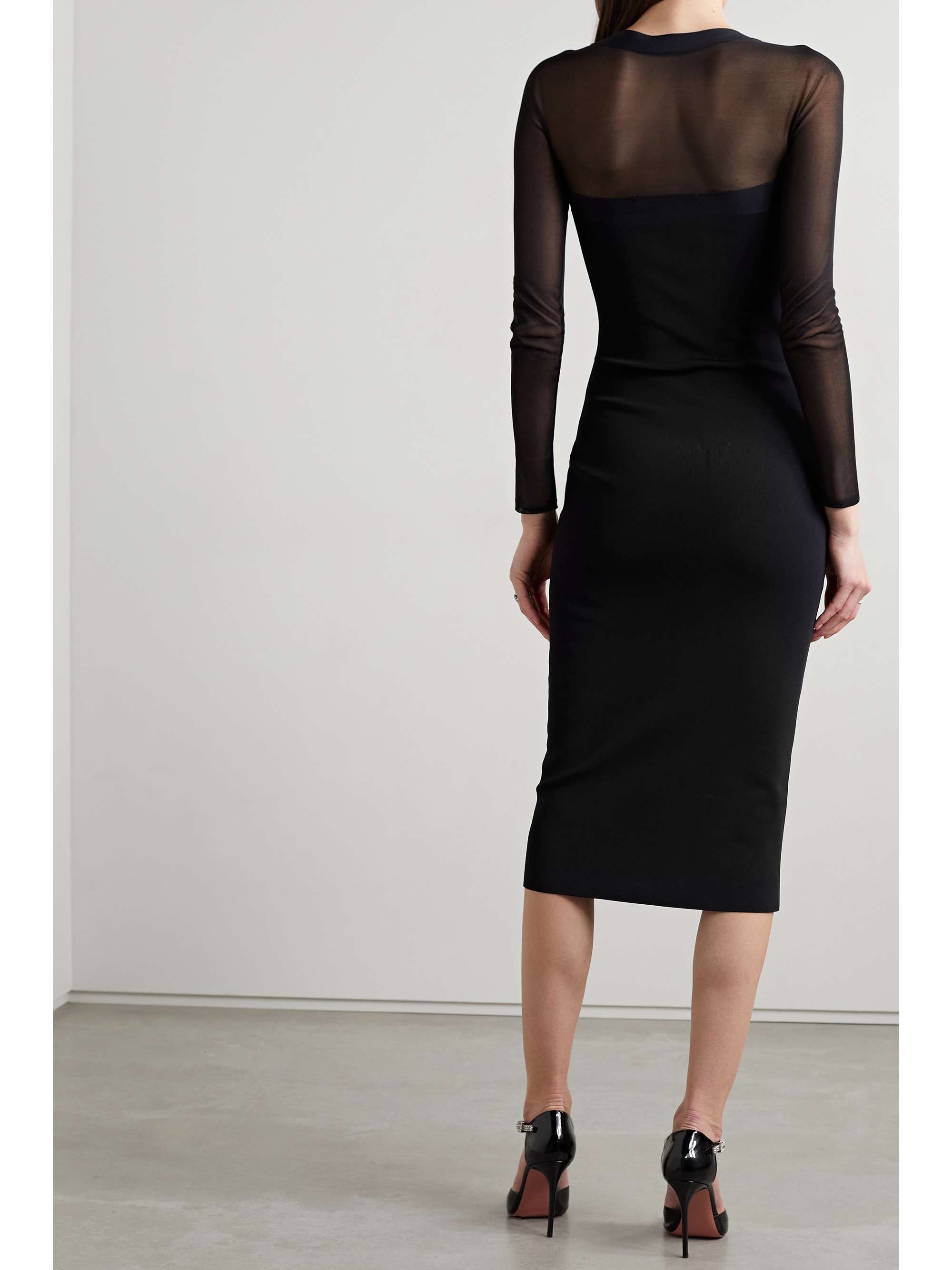 RALPH LAUREN COLLECTION Paneled stretch-knit midi dress