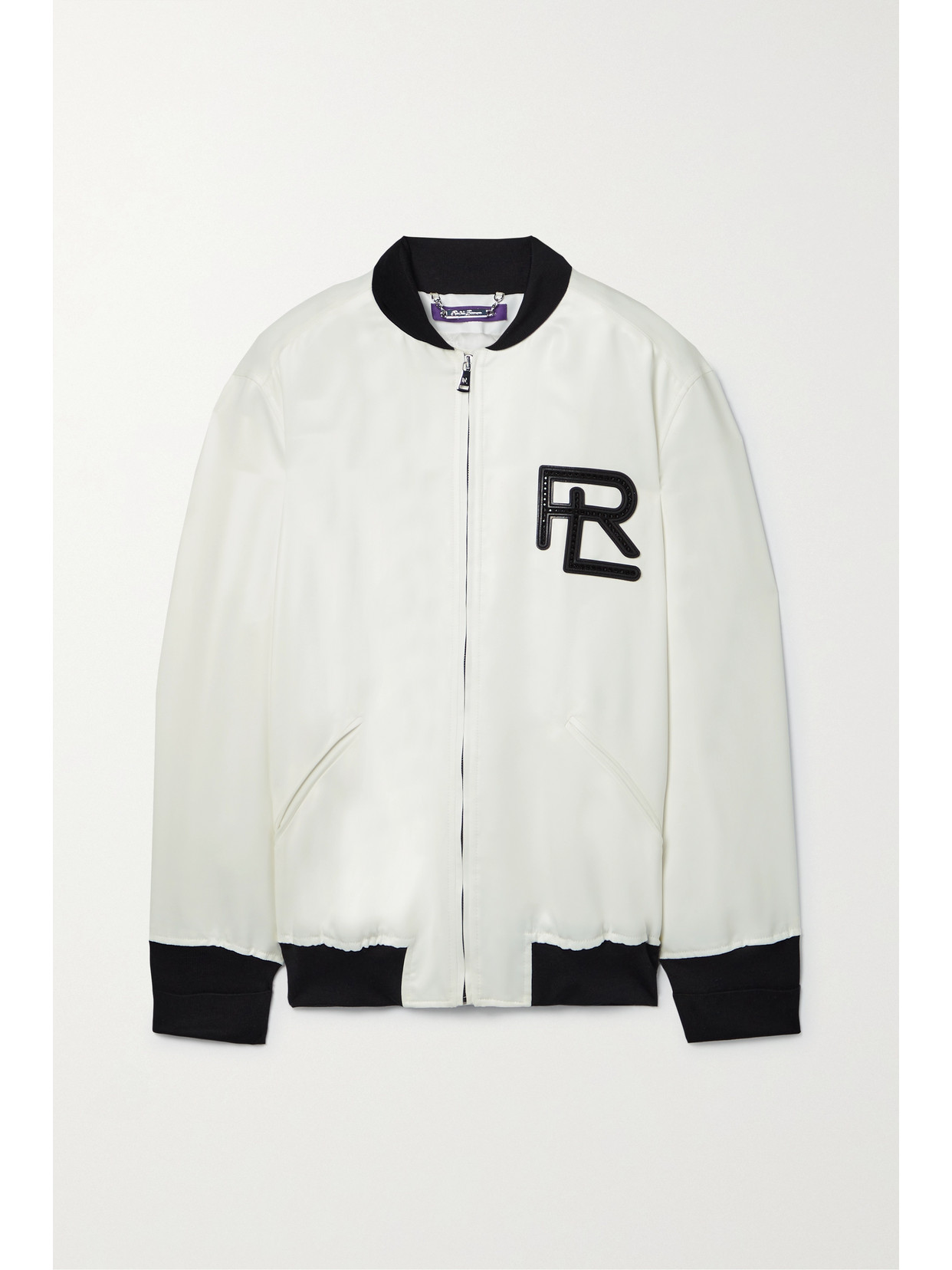Polo Ralph Lauren Emory Embellished Satin Bomber Jacket In Ivory