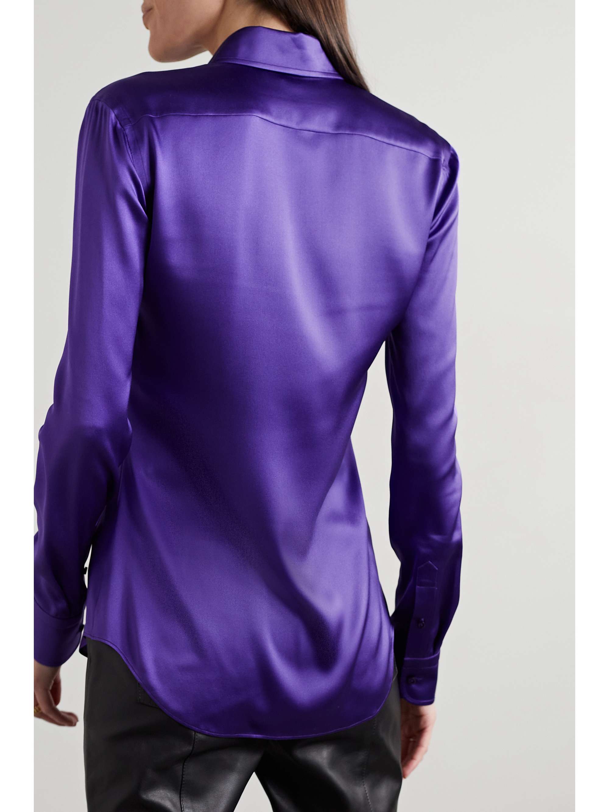 RALPH LAUREN COLLECTION Cameron mulberry silk-blend charmeuse shirt |  NET-A-PORTER