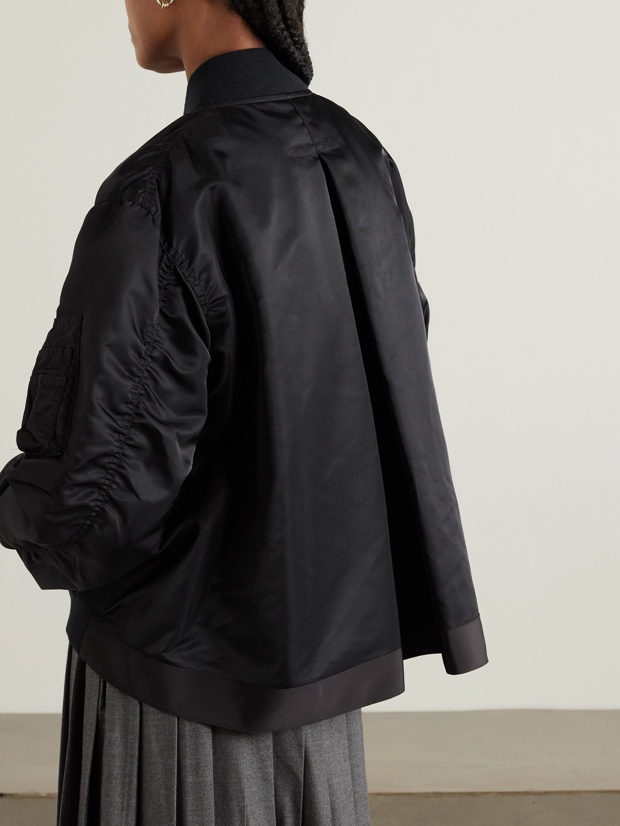 Sacai Ma-1 Shell Bomber Jacket In Black