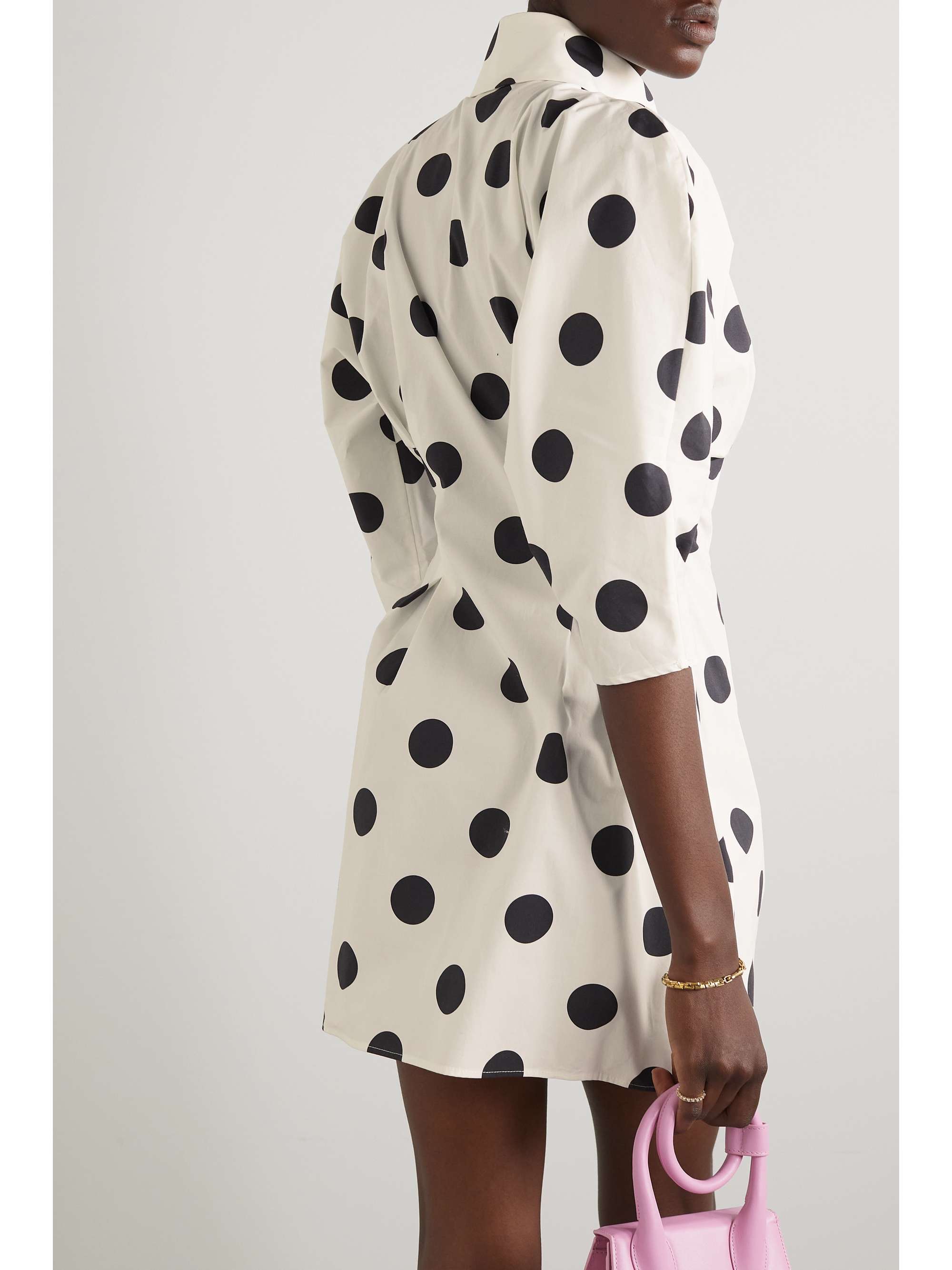 HALPERN Shape Shifter polka-dot cotton-poplin mini shirt dress