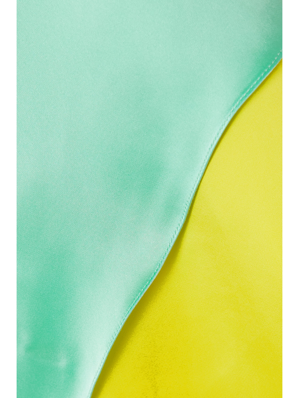 Halpern Razor One-shoulder Two-tone Satin Midi Dress In Yellow