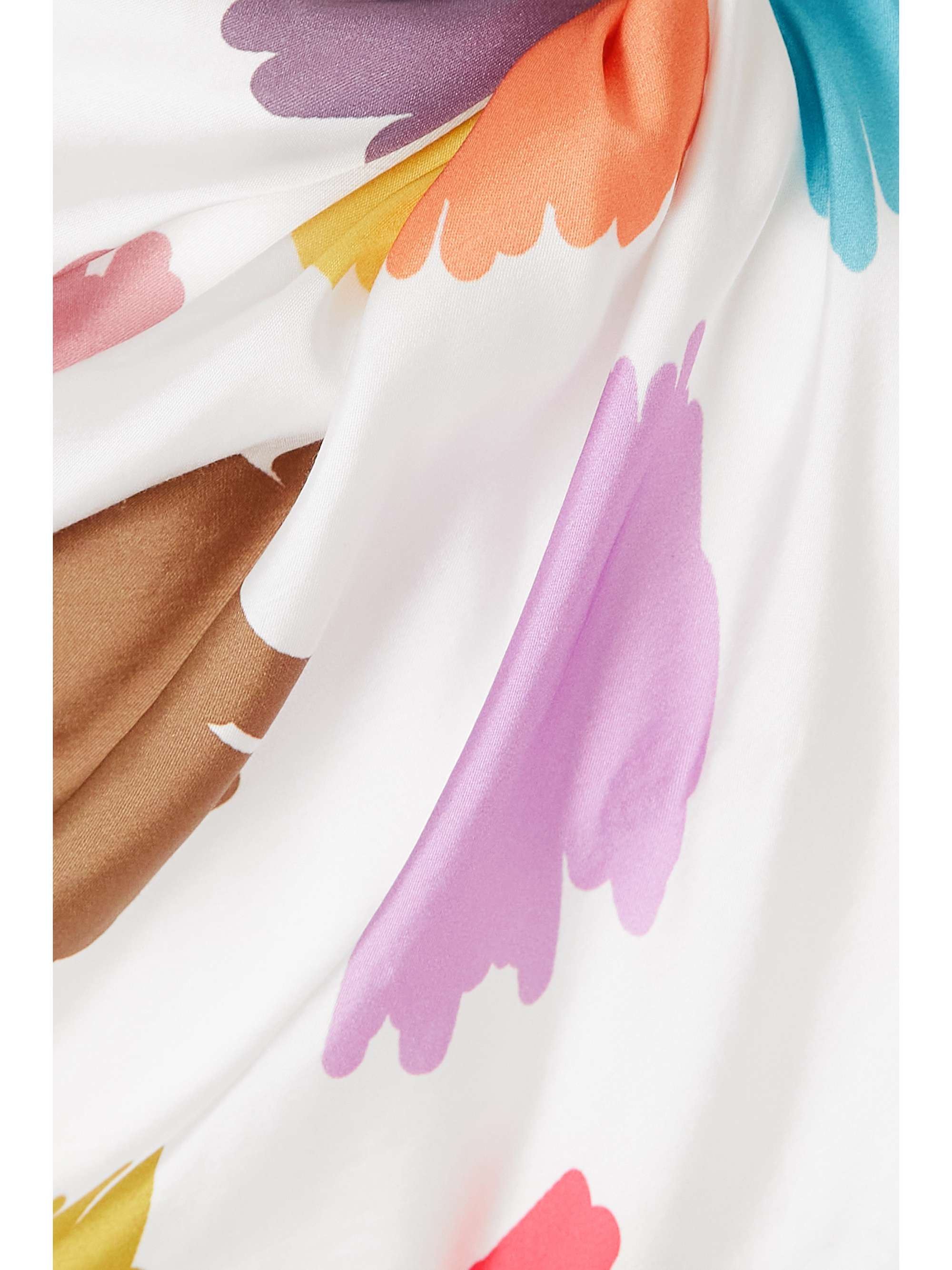 HALPERN Asymmetric ruffled printed crepe de chine mini dress