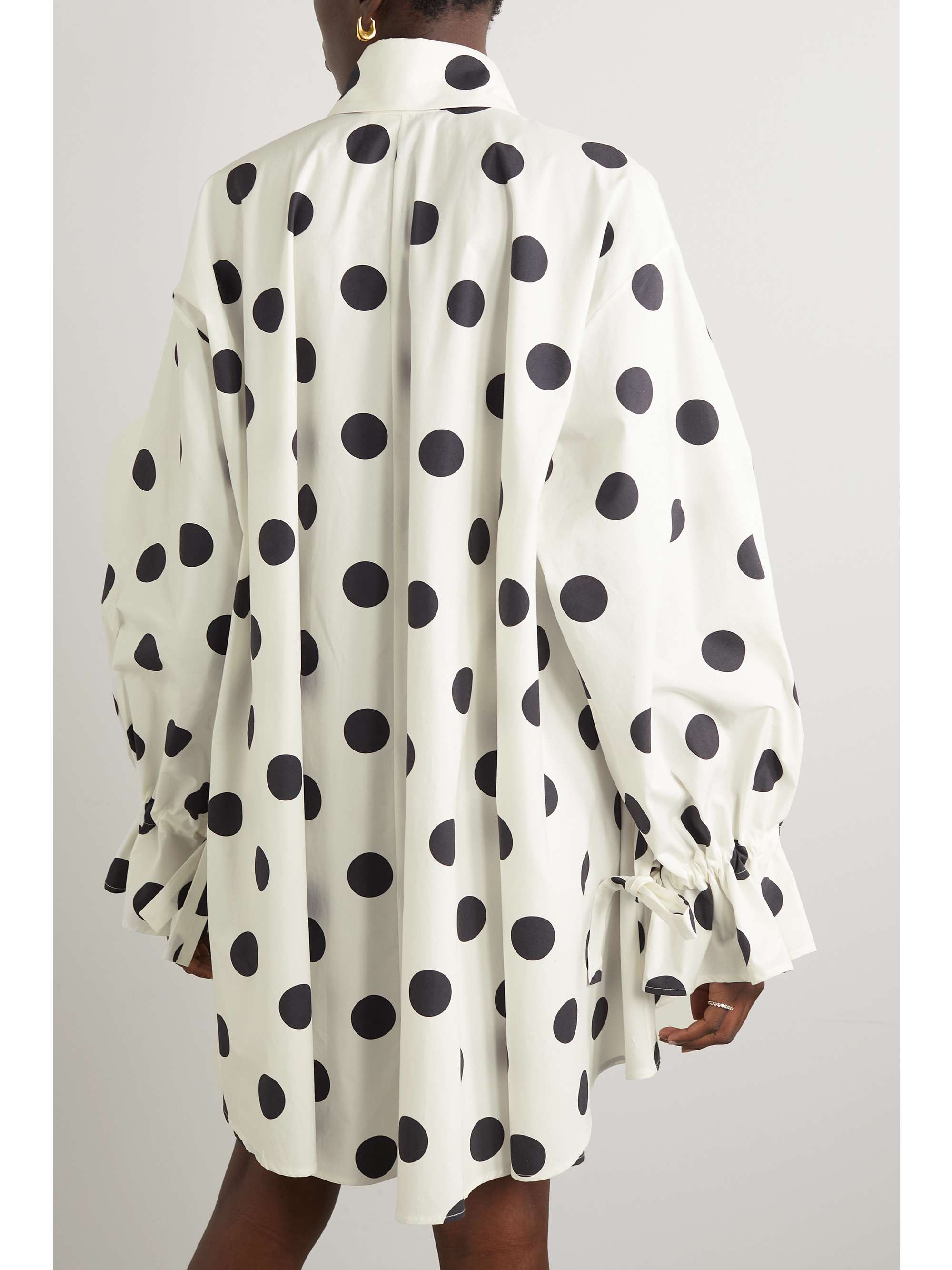 HALPERN Swing polka-dot cotton-poplin mini shirt dress