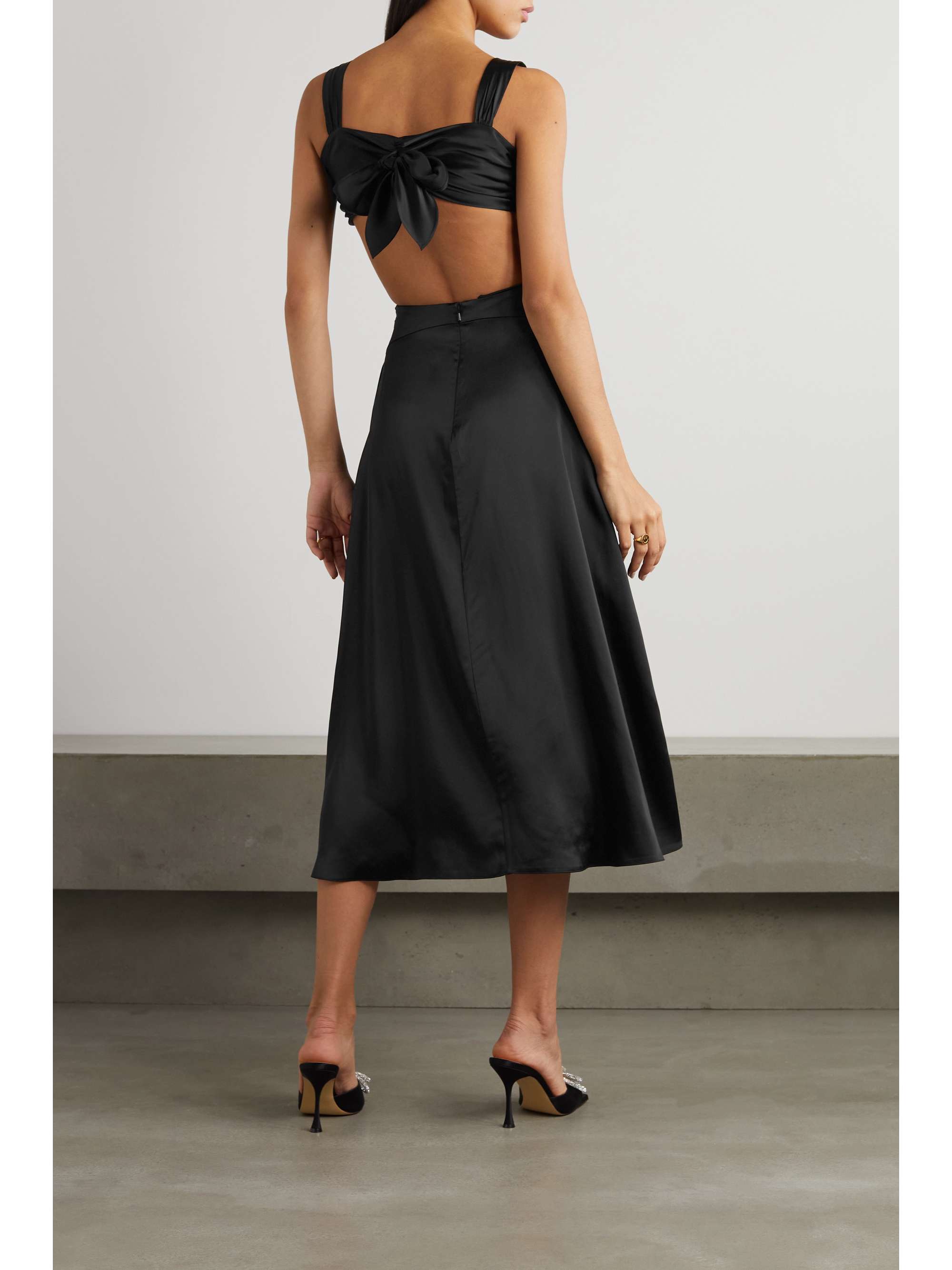 HALPERN Twist-front cutout satin midi dress