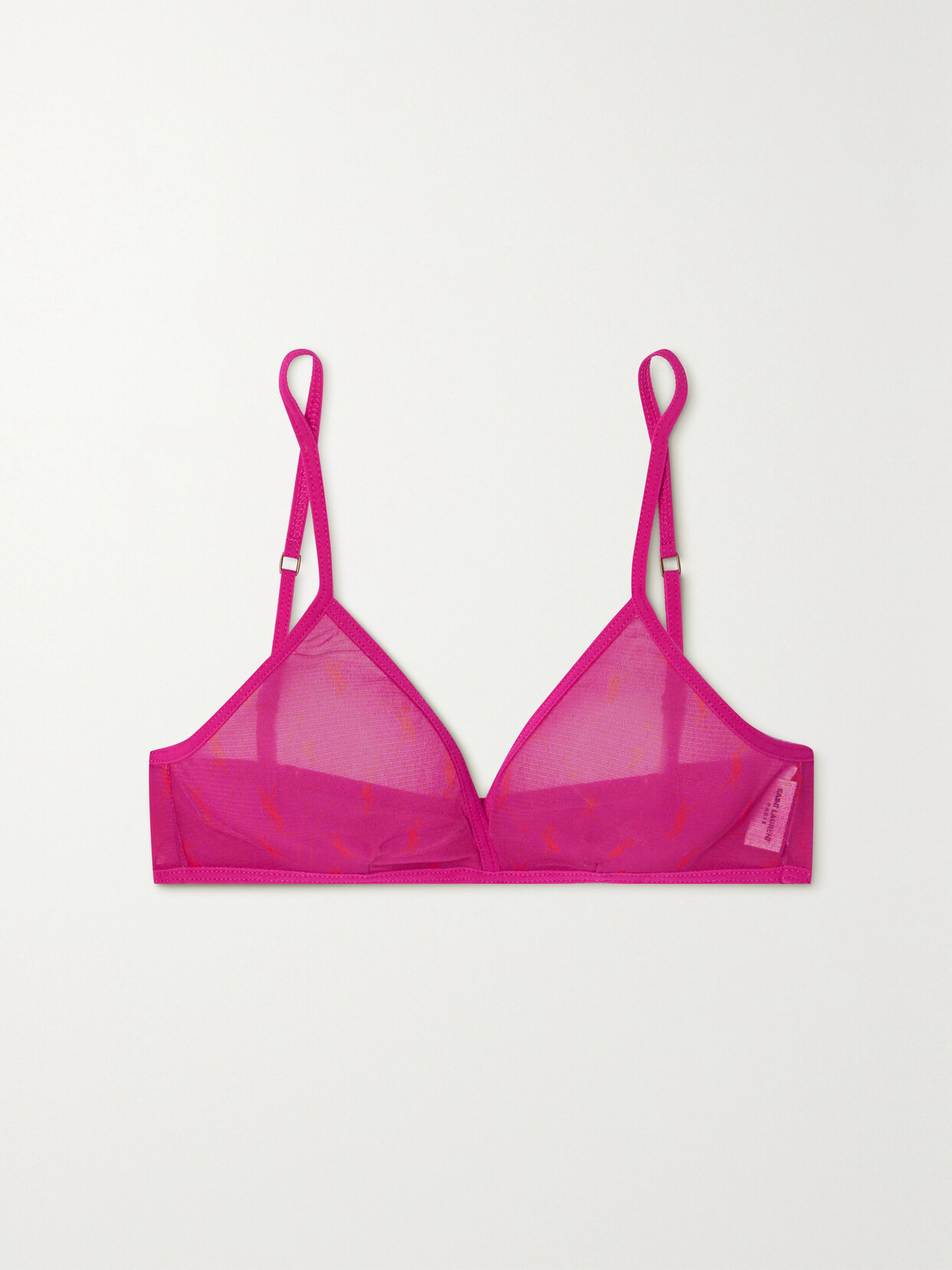 Saint Laurent Ysl-monogram Jersey-mesh Triangle Bra In Pink