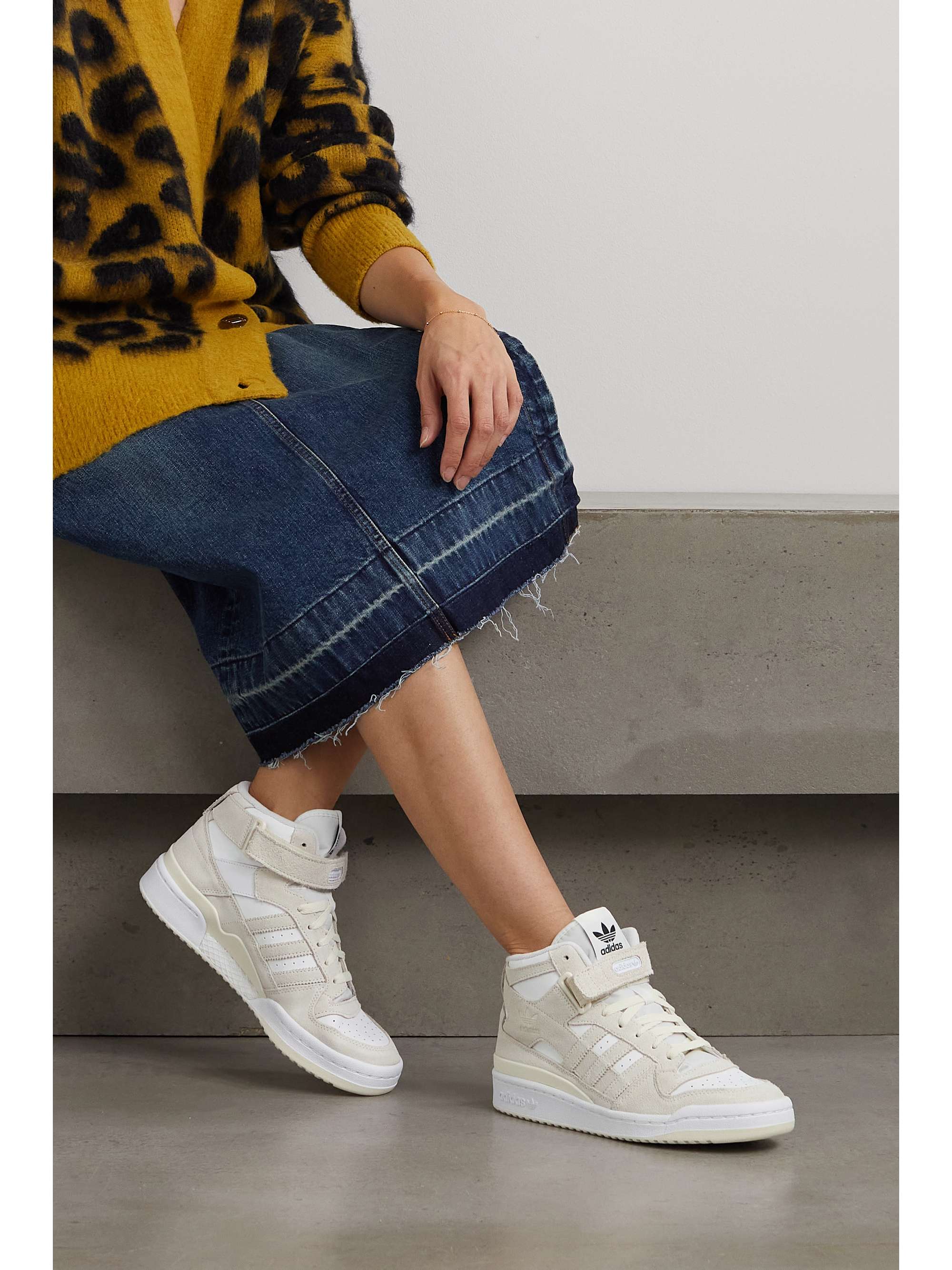 ADIDAS ORIGINALS Forum Bonega Mid suede-trimmed leather high-top sneakers |  NET-A-PORTER