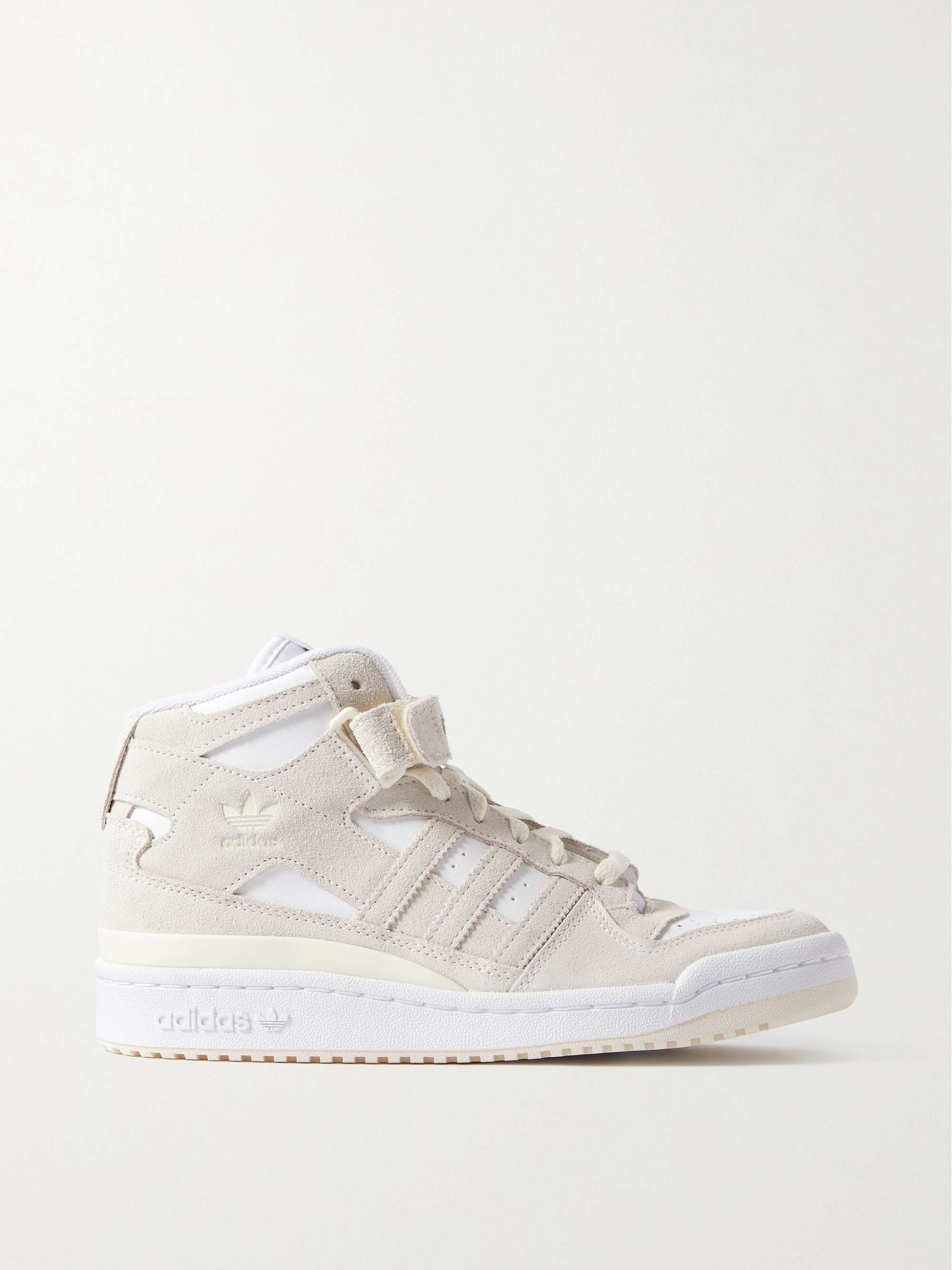 ADIDAS ORIGINALS Forum Bonega Mid suede-trimmed leather high-top sneakers |  NET-A-PORTER