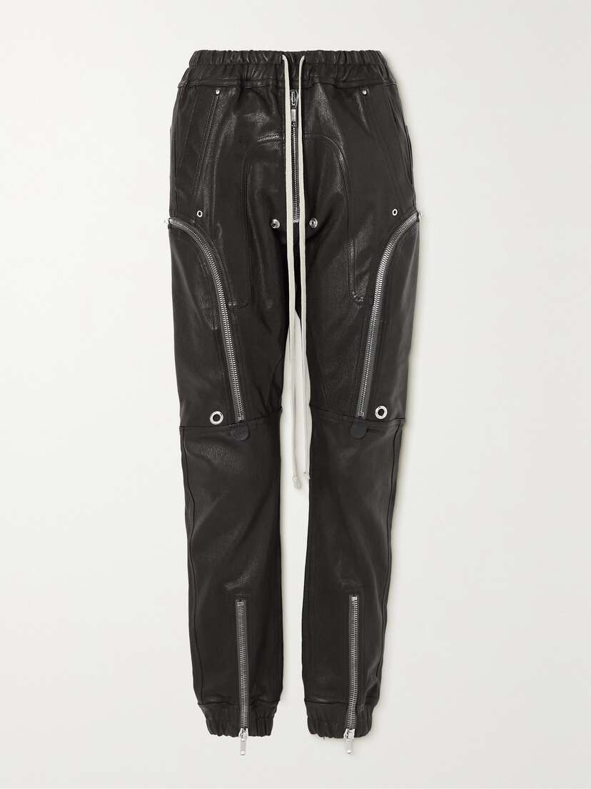 Rick Owens Zip-detailed Leather-blend Pants