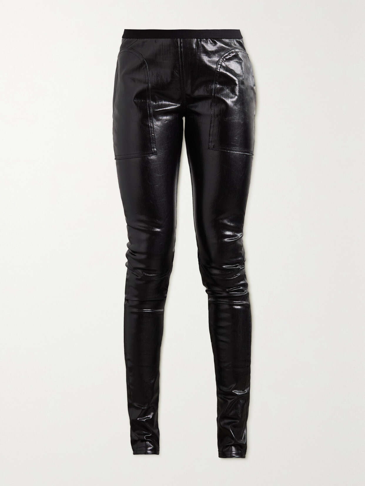 RICK OWENS COATED STRETCH-DENIM LEGGINGS