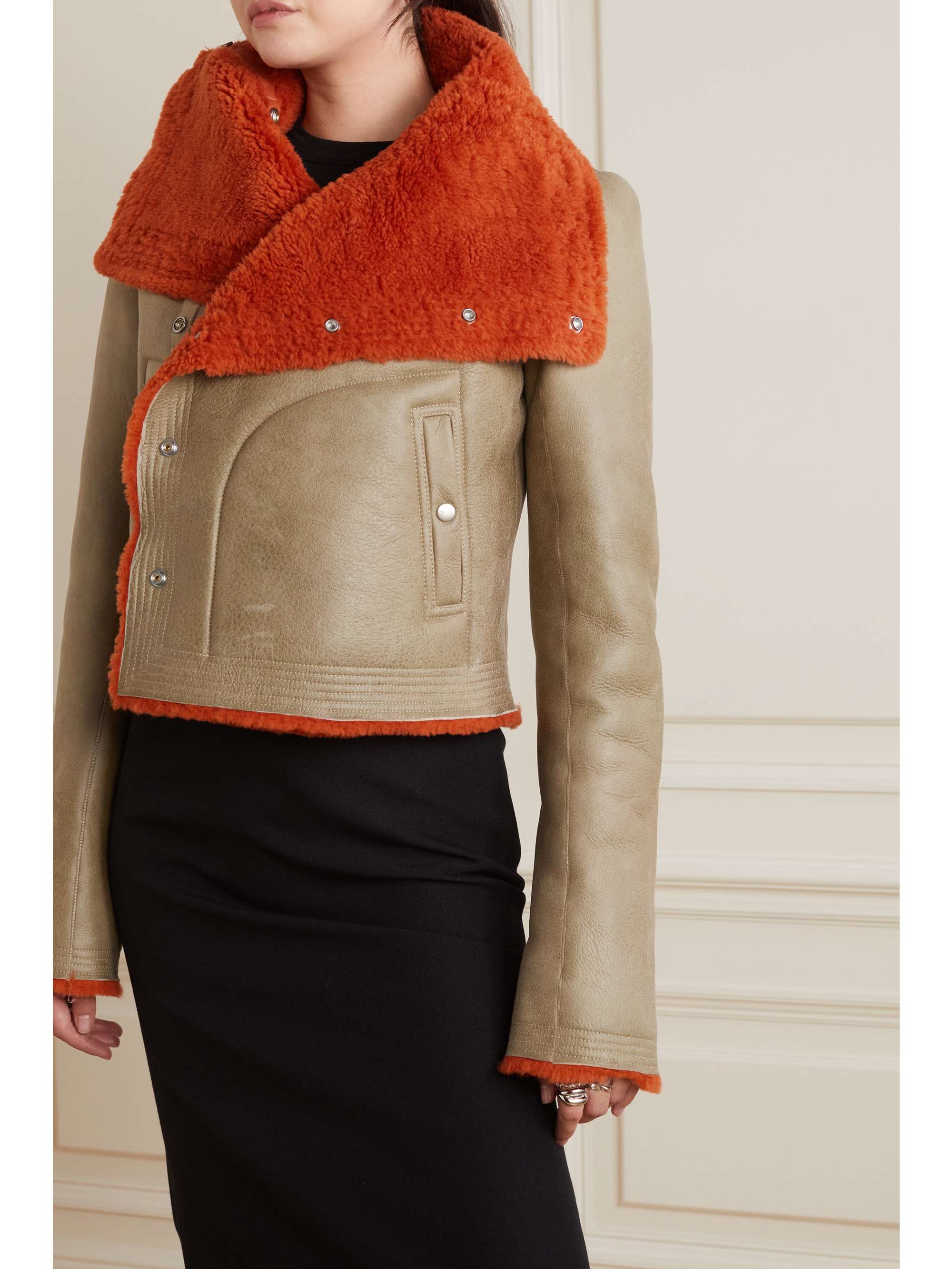 RICK OWENS Reversible leather and shearling jacket