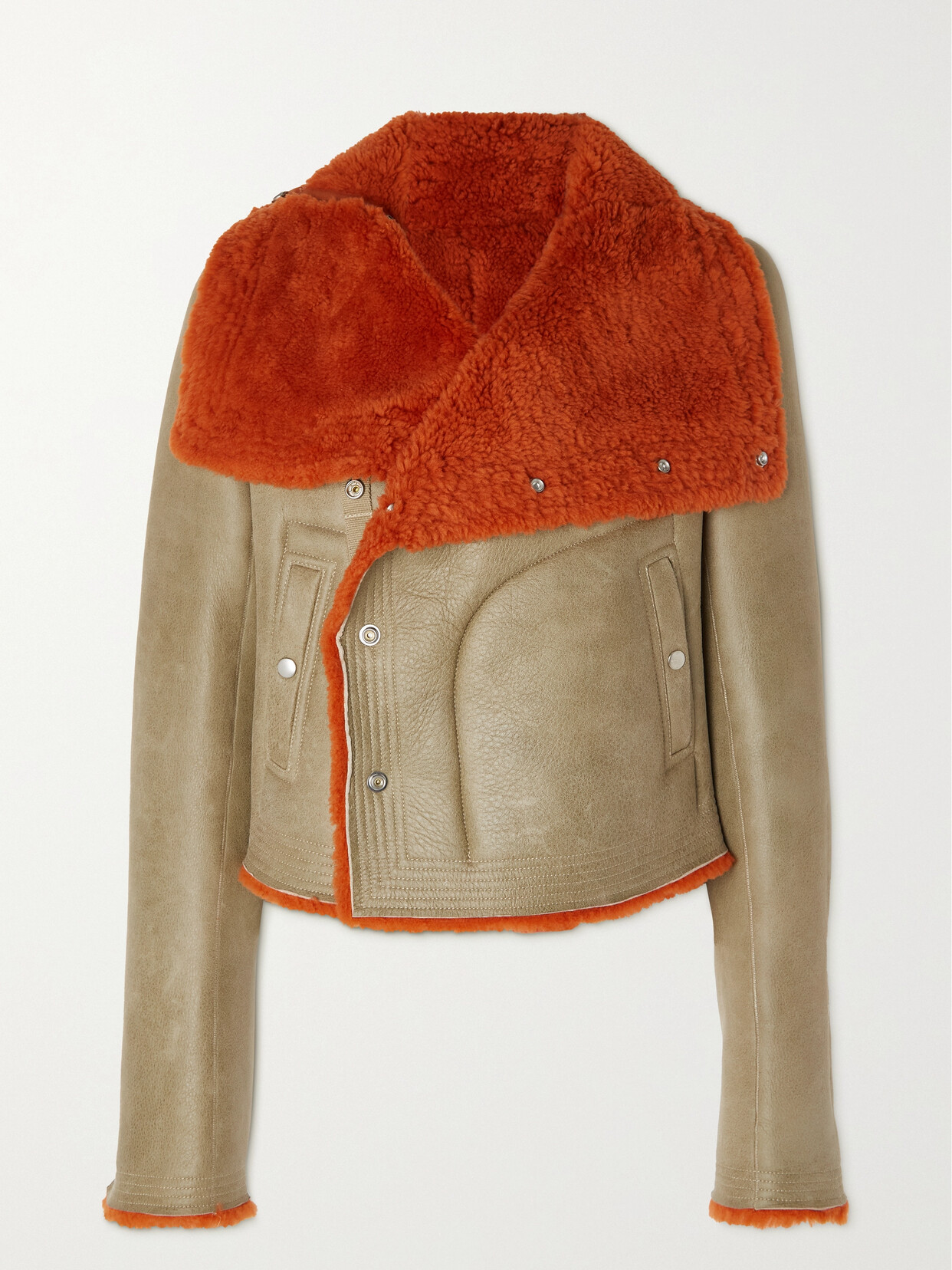 Rick Owens Reversible Leather And Shearling Jacket - Orange