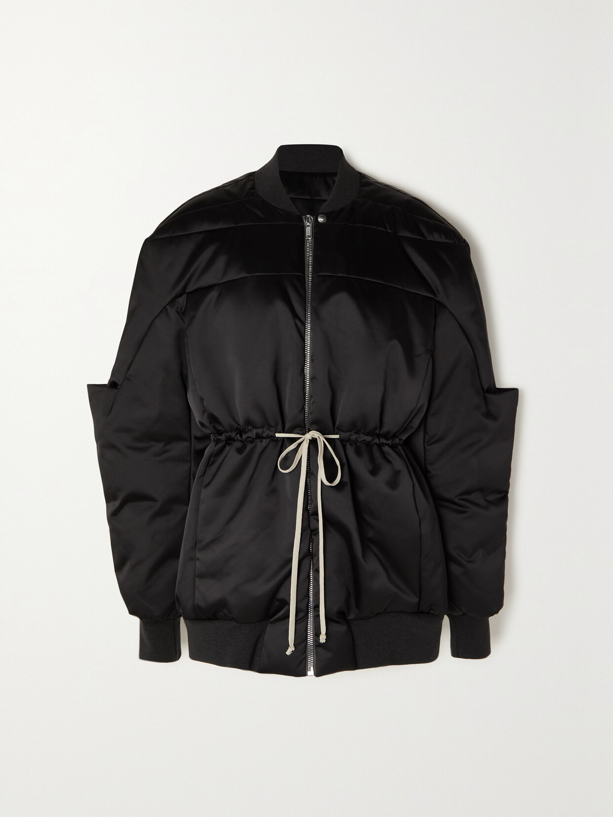 Rick Owens - Tie-detailed Wool-trimmed Quilted Shell Down Bomber Jacket - Black