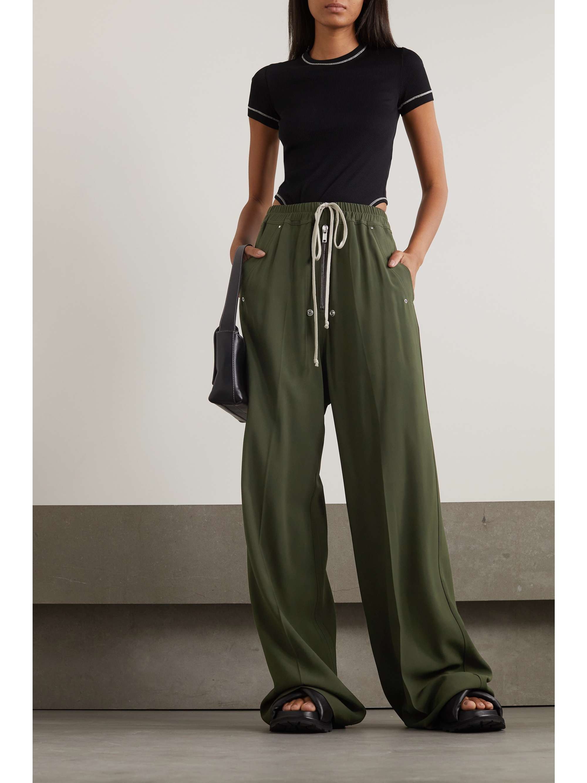 RICK OWENS Embellished wide-leg track pants