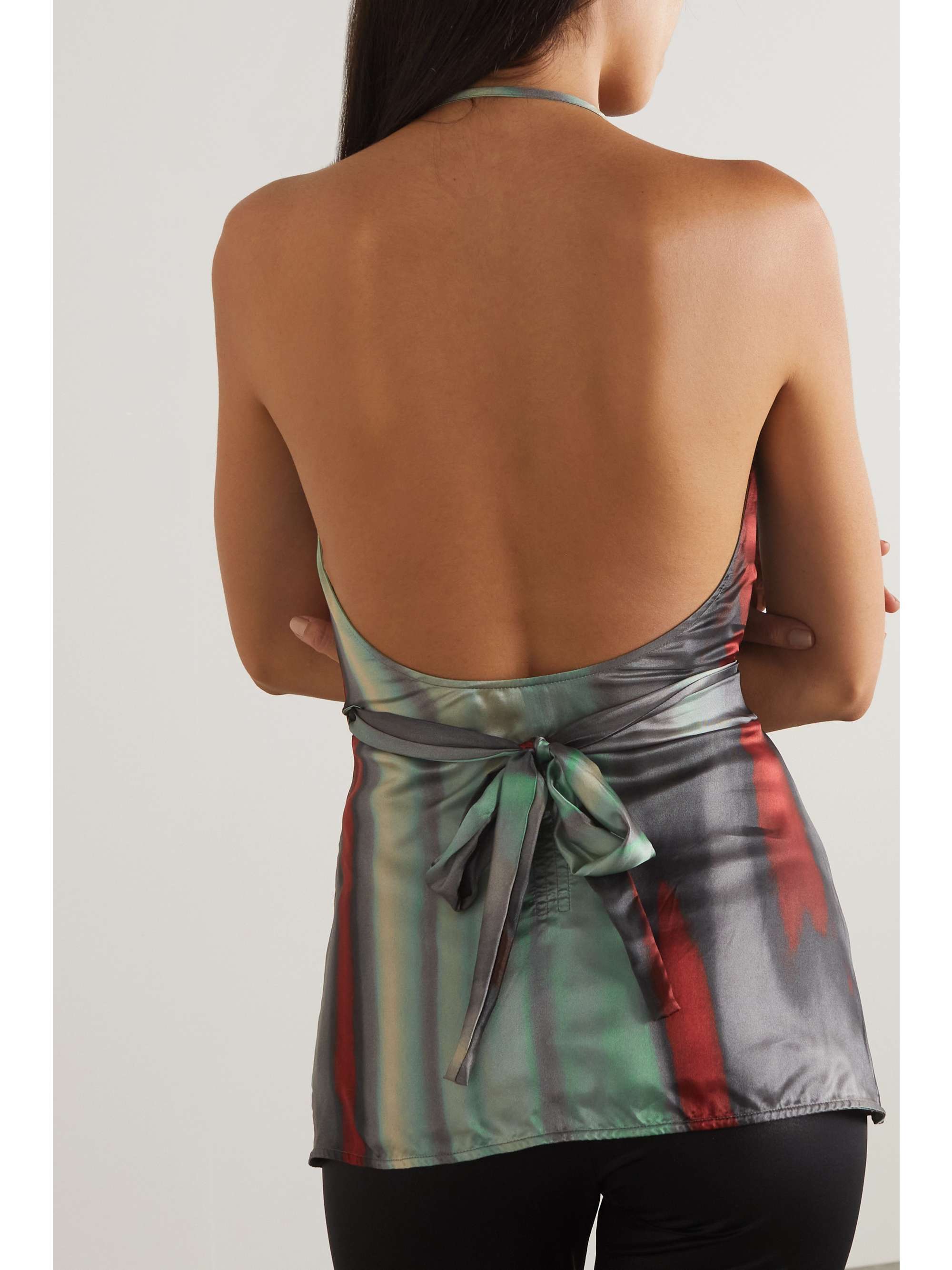 RICK OWENS Laura printed satin halterneck wrap top