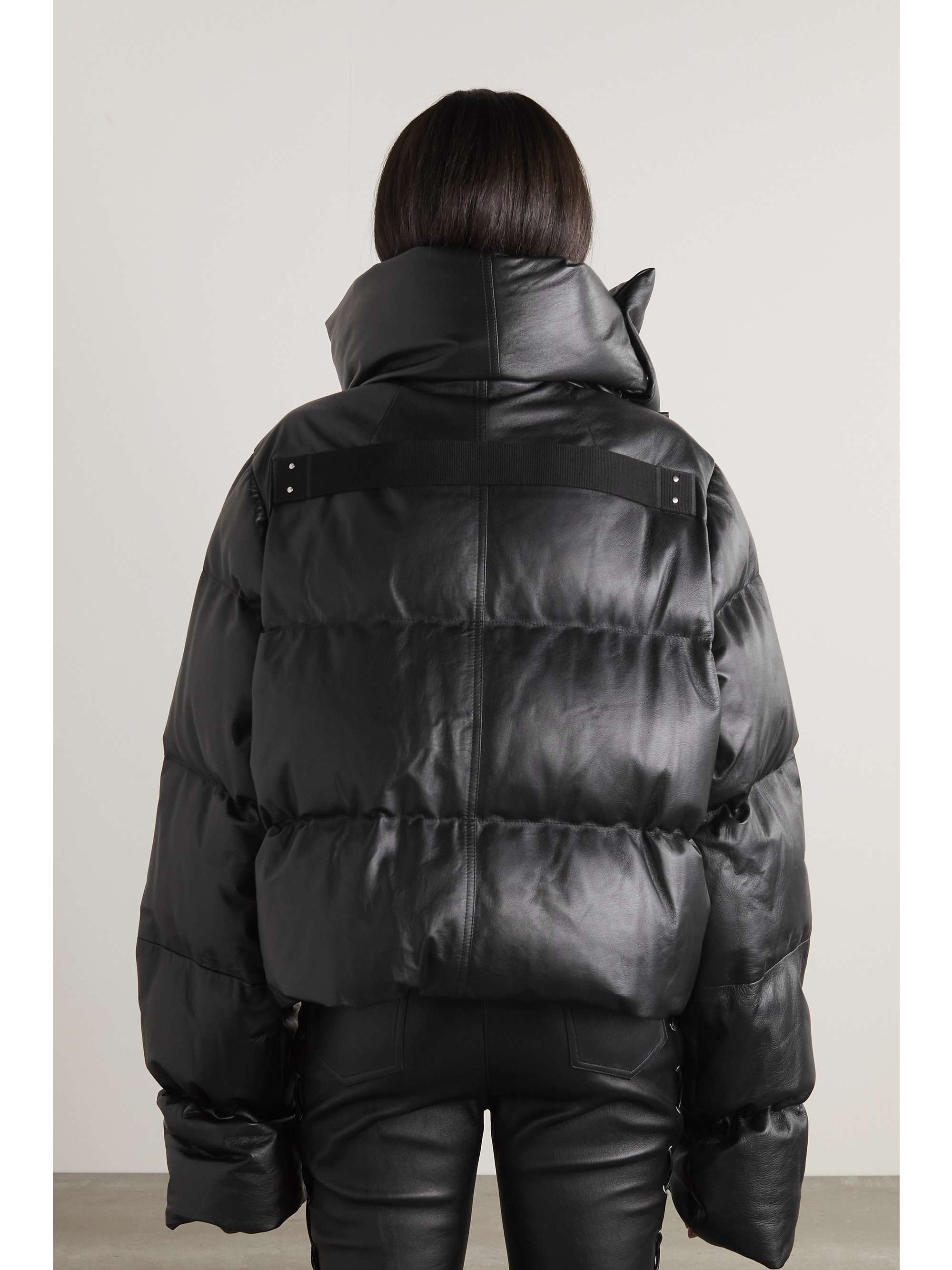 RICK OWENS Cropped quilted padded down leather jacket