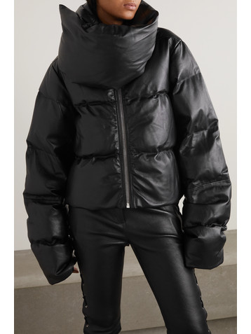 Rick Owens Cropped quilted padded down leather jacket