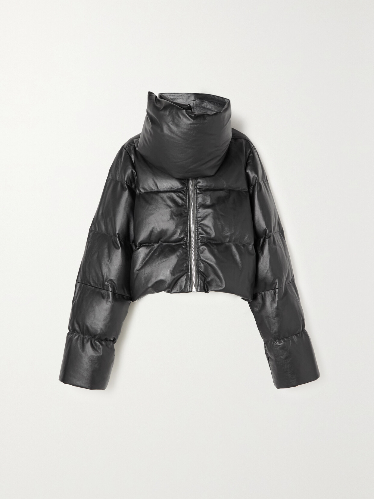 Rick Owens - Cropped Quilted Padded Down Leather Jacket - Black