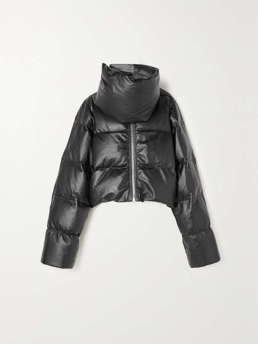 Rick Owens Cropped Quilted Padded Down Leather Jacket