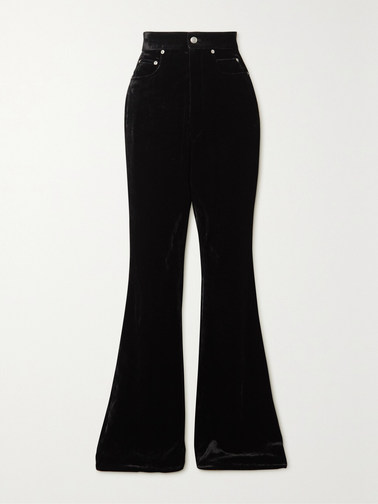 RICK OWENS BOLAN COTTON-VELVET FLARED PANTS