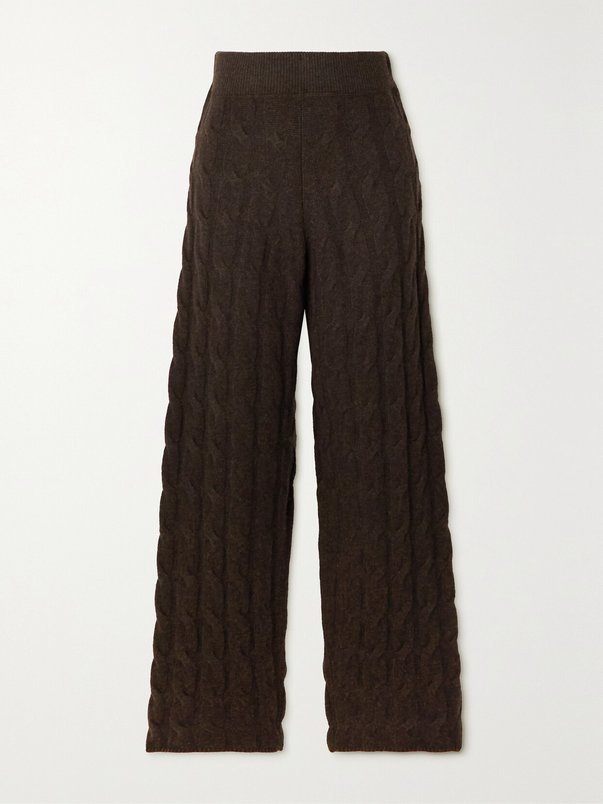 Le Kasha + Net Sustain Trevise Cable-knit Organic Cashmere Wide-leg Pants