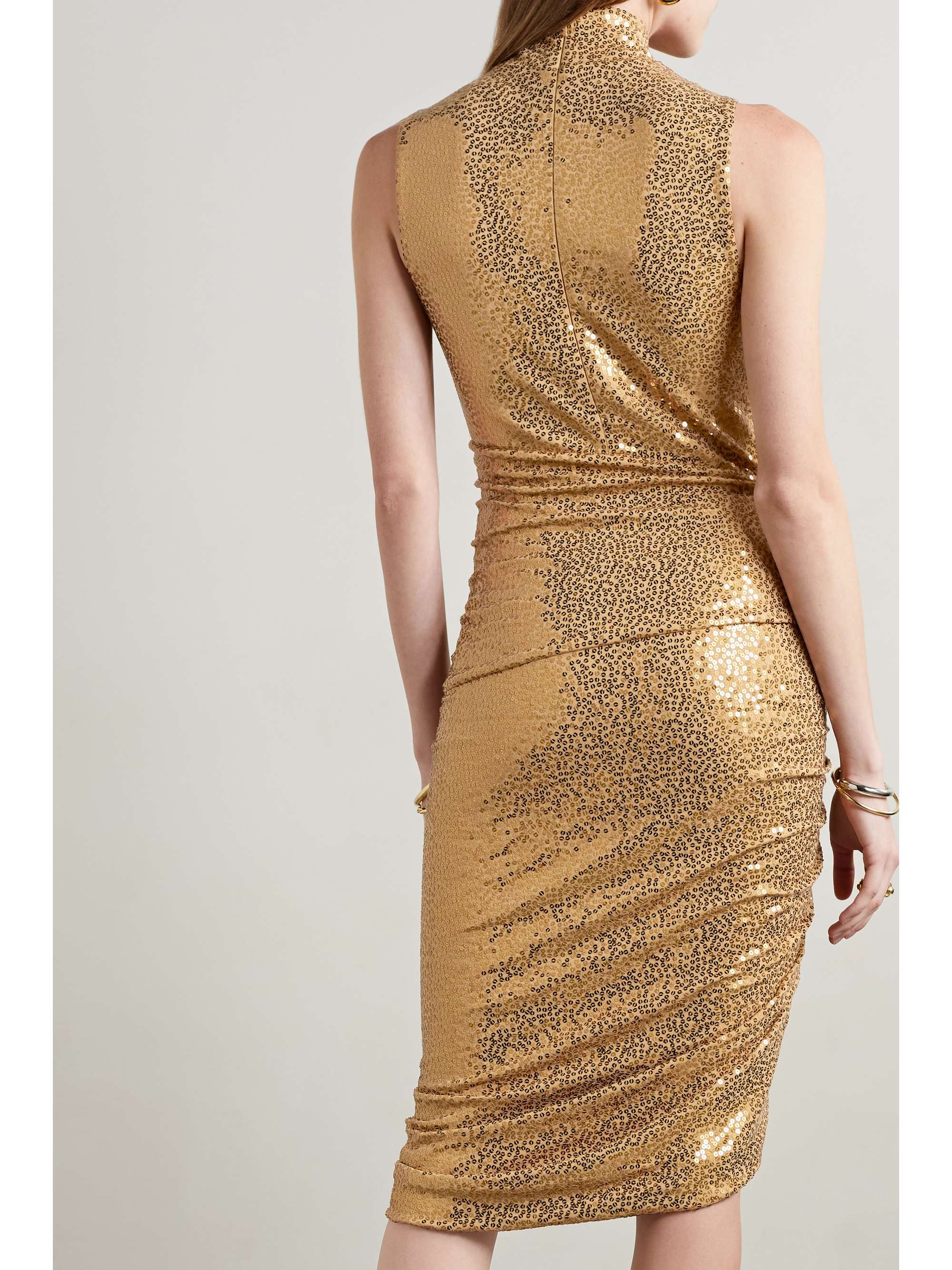MICHAEL KORS COLLECTION Ruched sequined crepe midi dress