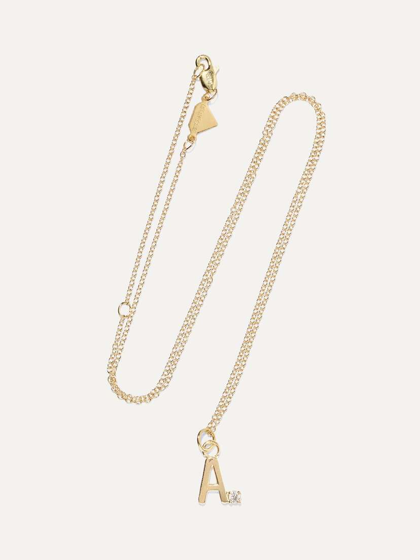 Alison Lou Letter 14-karat Gold Diamond ecklace