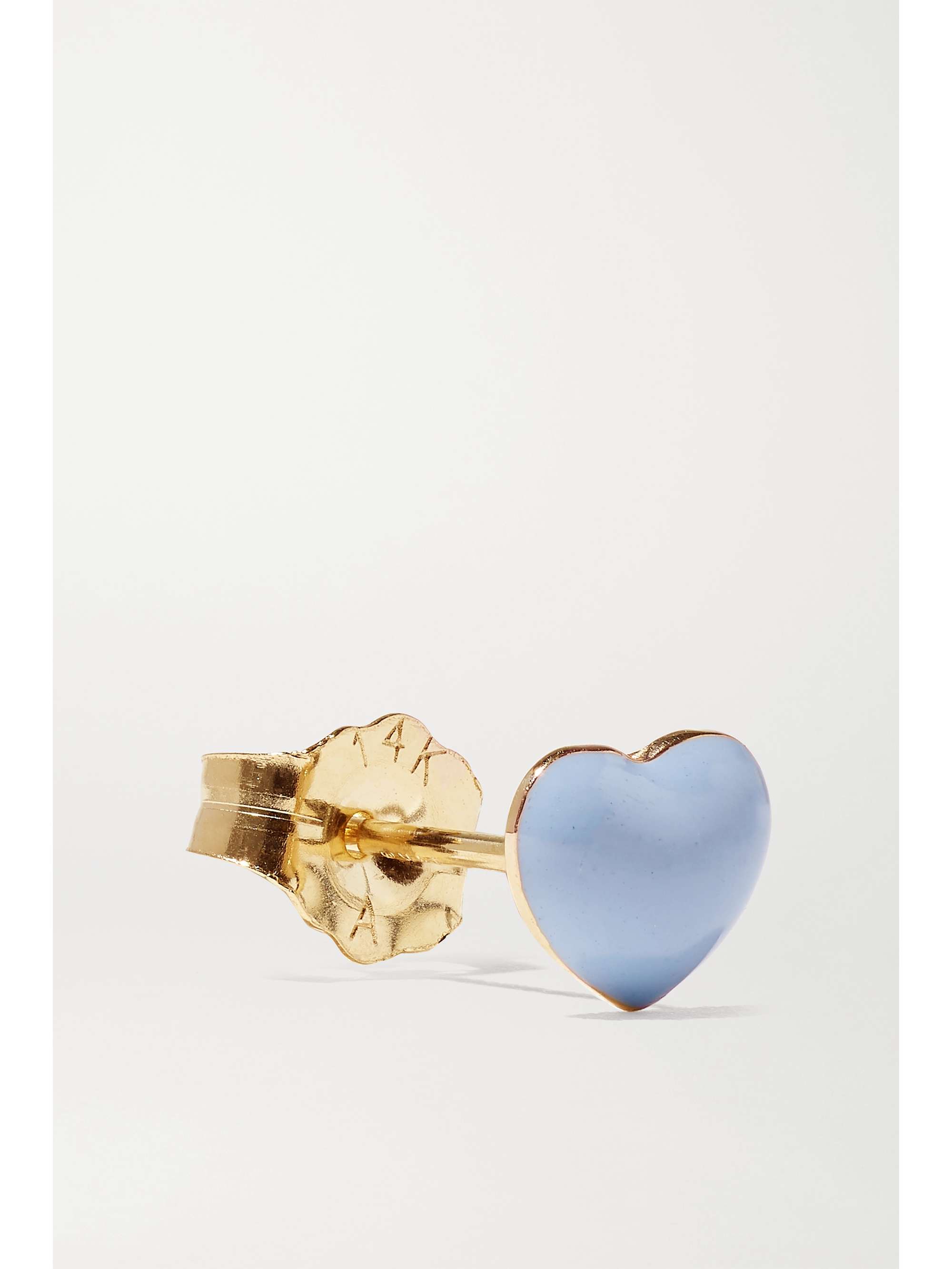 ALISON LOU Mini Puffy Heart 14-karat gold and enamel earring