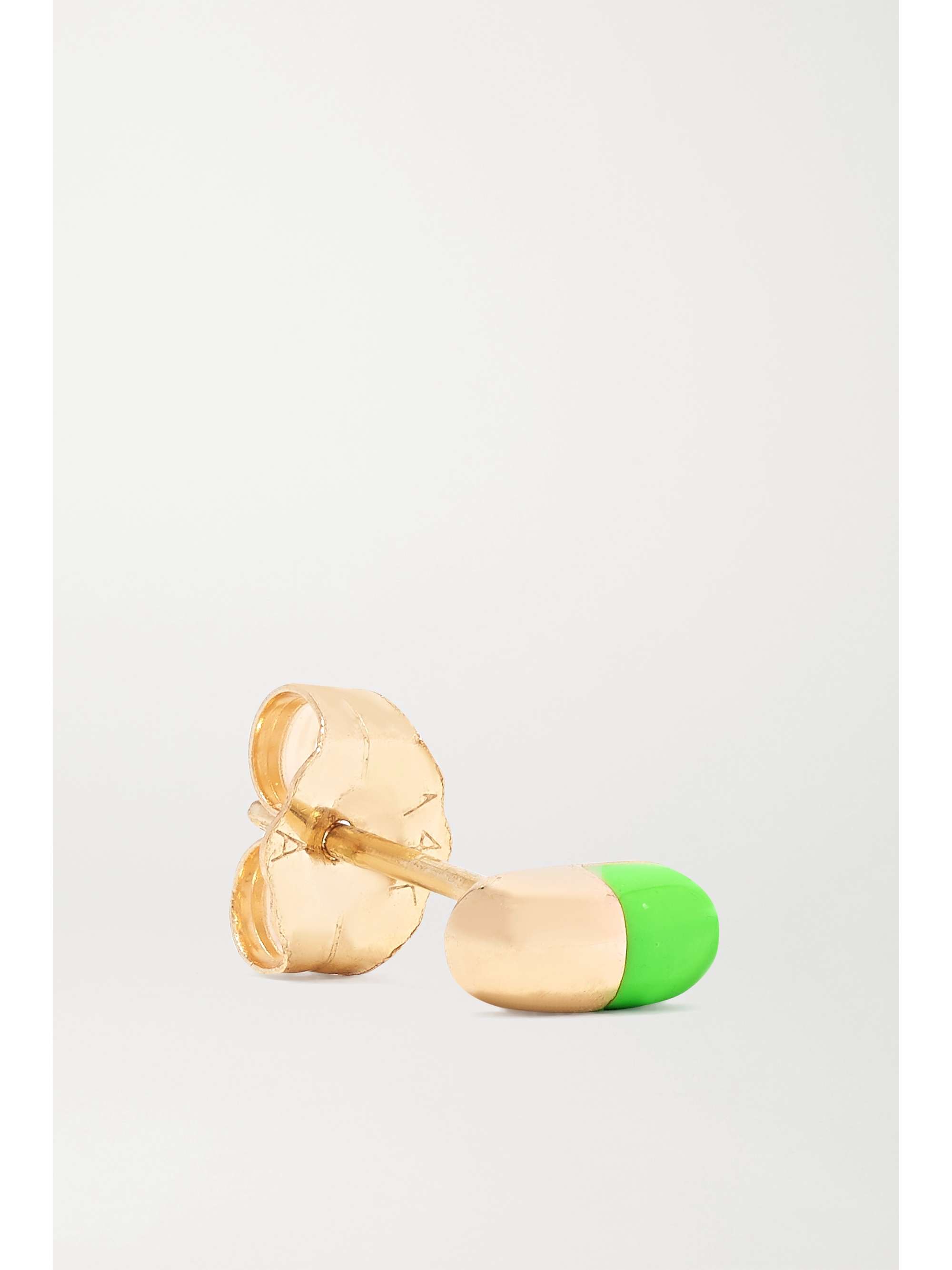 ALISON LOU Tiny Pill 14-karat gold and enamel earring