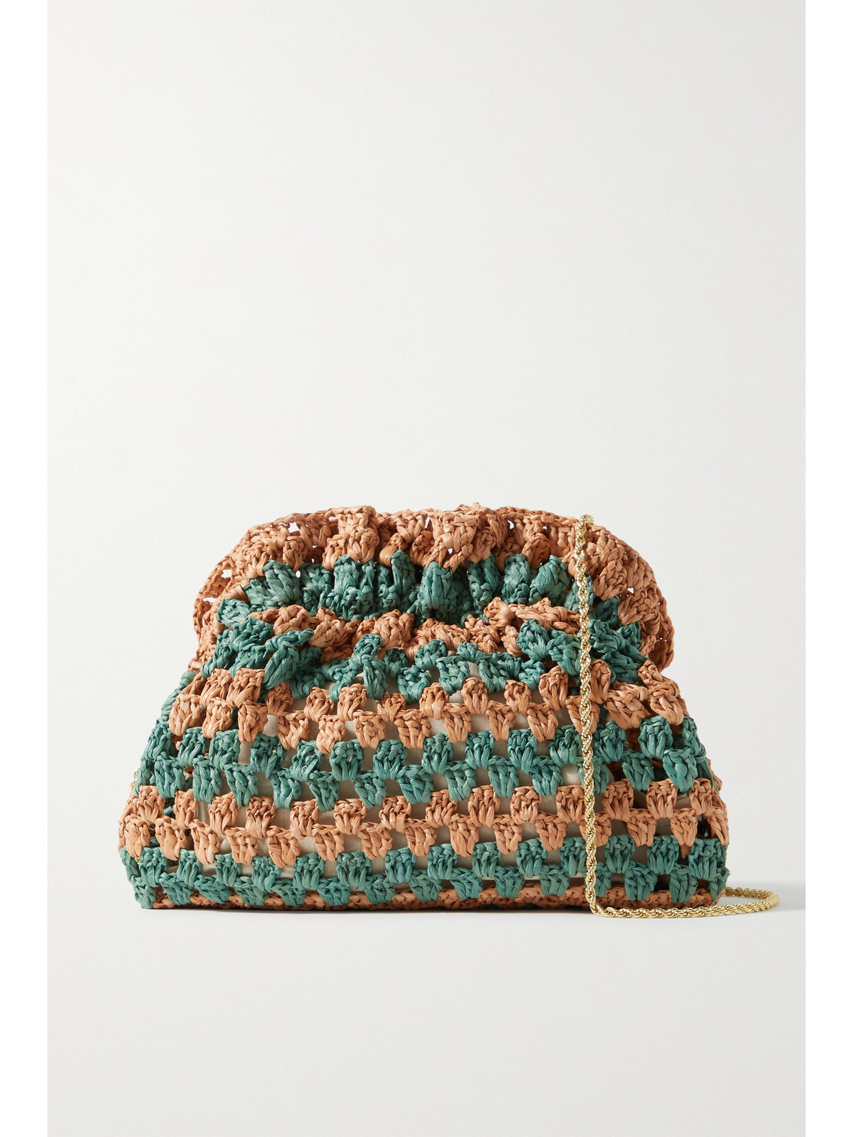 Loeffler Randall - Willa Mini Striped Crocheted Raffia Clutch - Green 22 Awaiting product image
