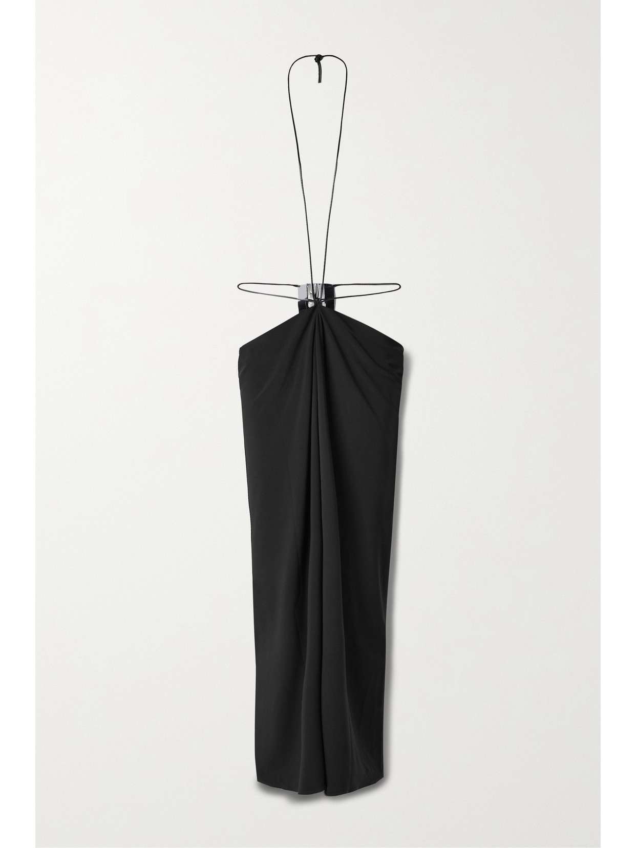 Grace Ling Embellished Draped Stretch-jersey Maxi Skirt In Black