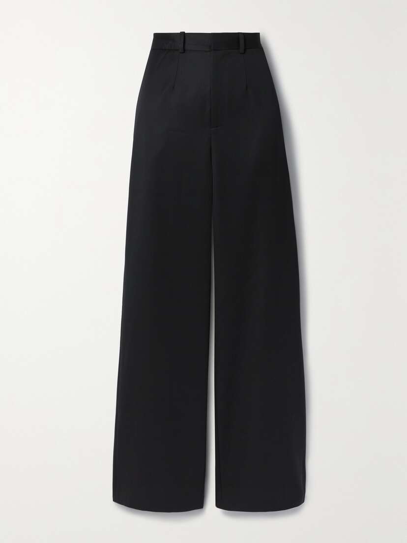 GRACE LING Cutout Wool-gabardine Wide-leg Pants