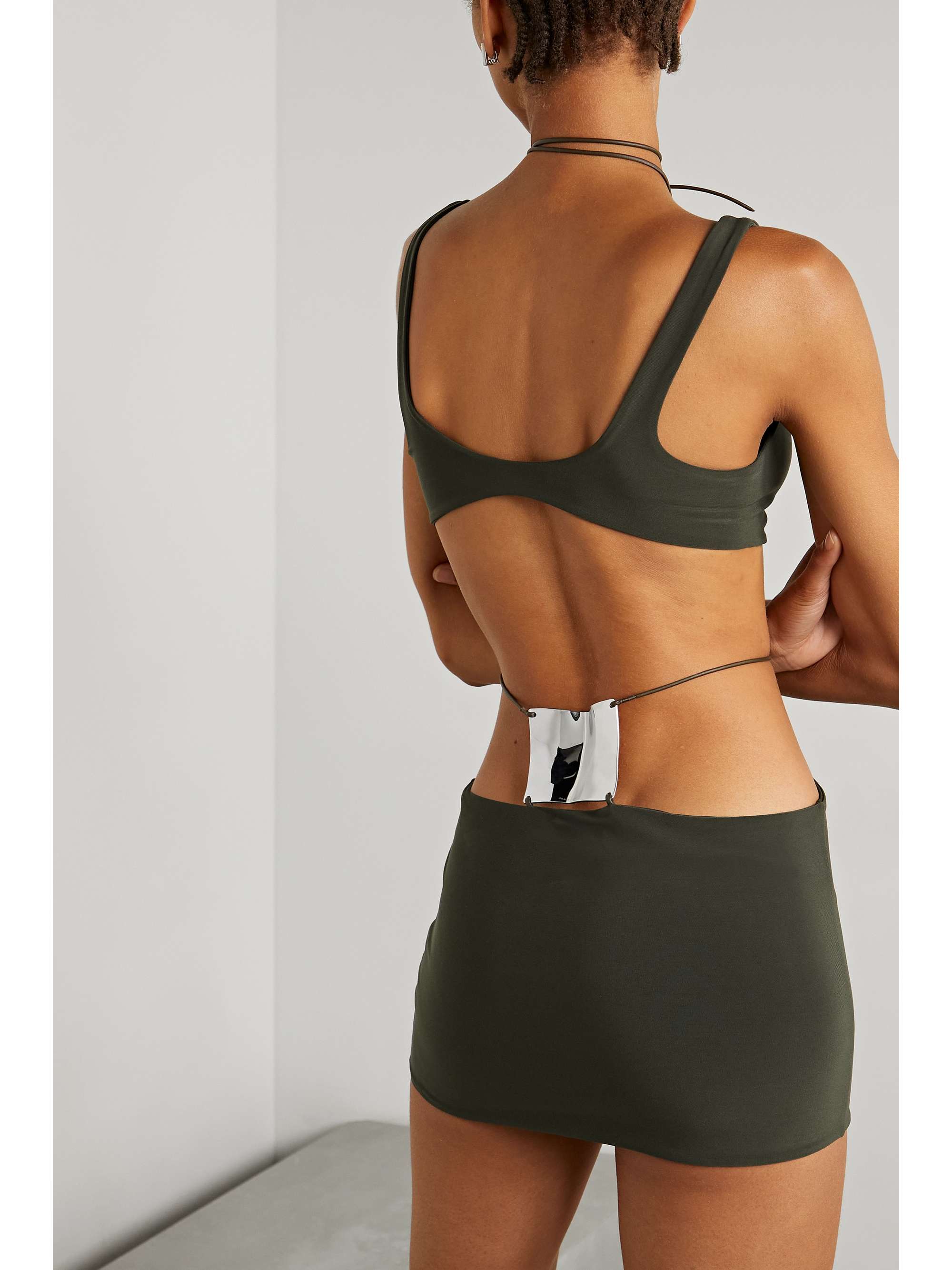 GRACE LING Embellished stretch-jersey mini skirt