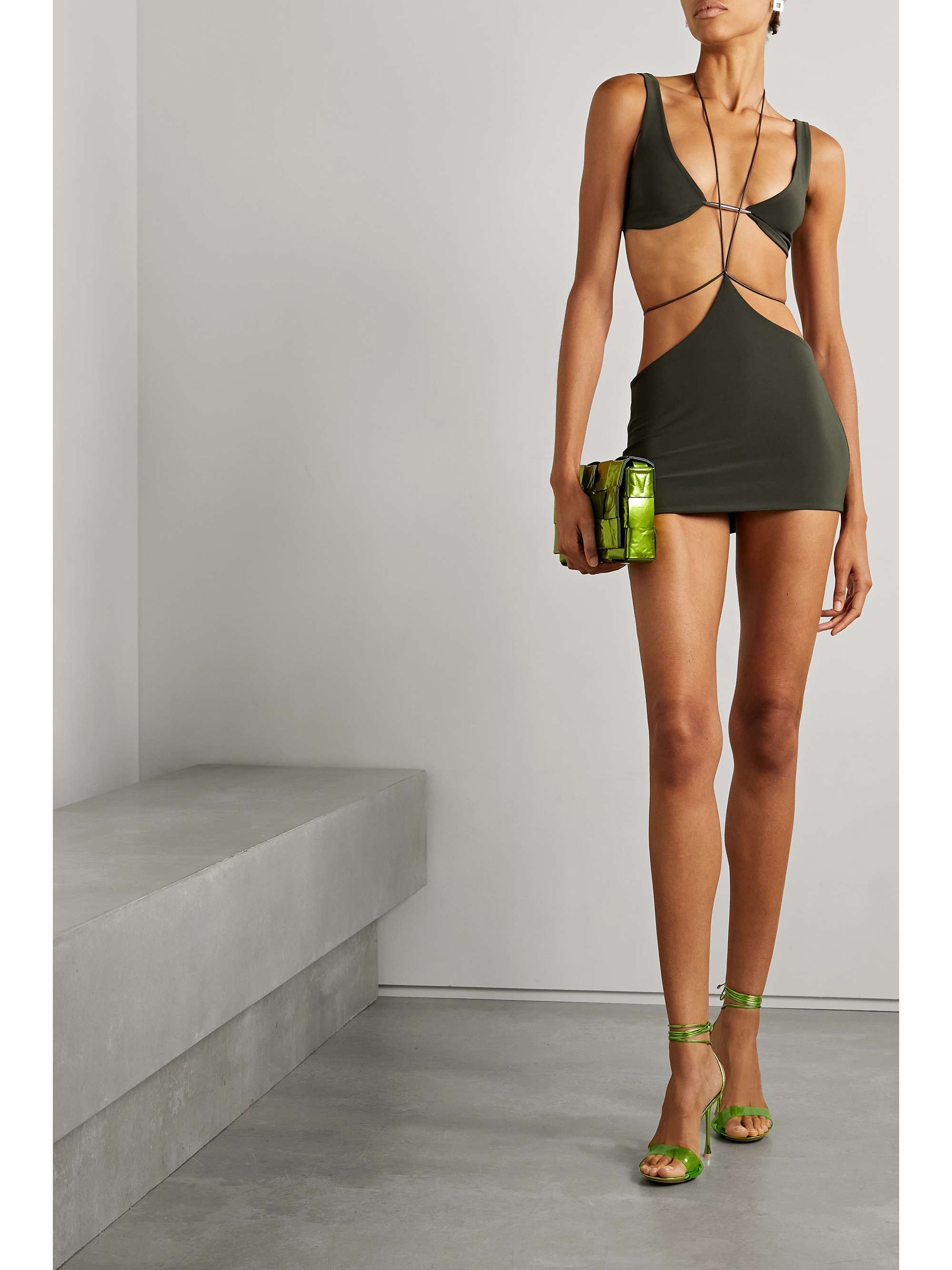 GRACE LING Embellished stretch-jersey mini skirt