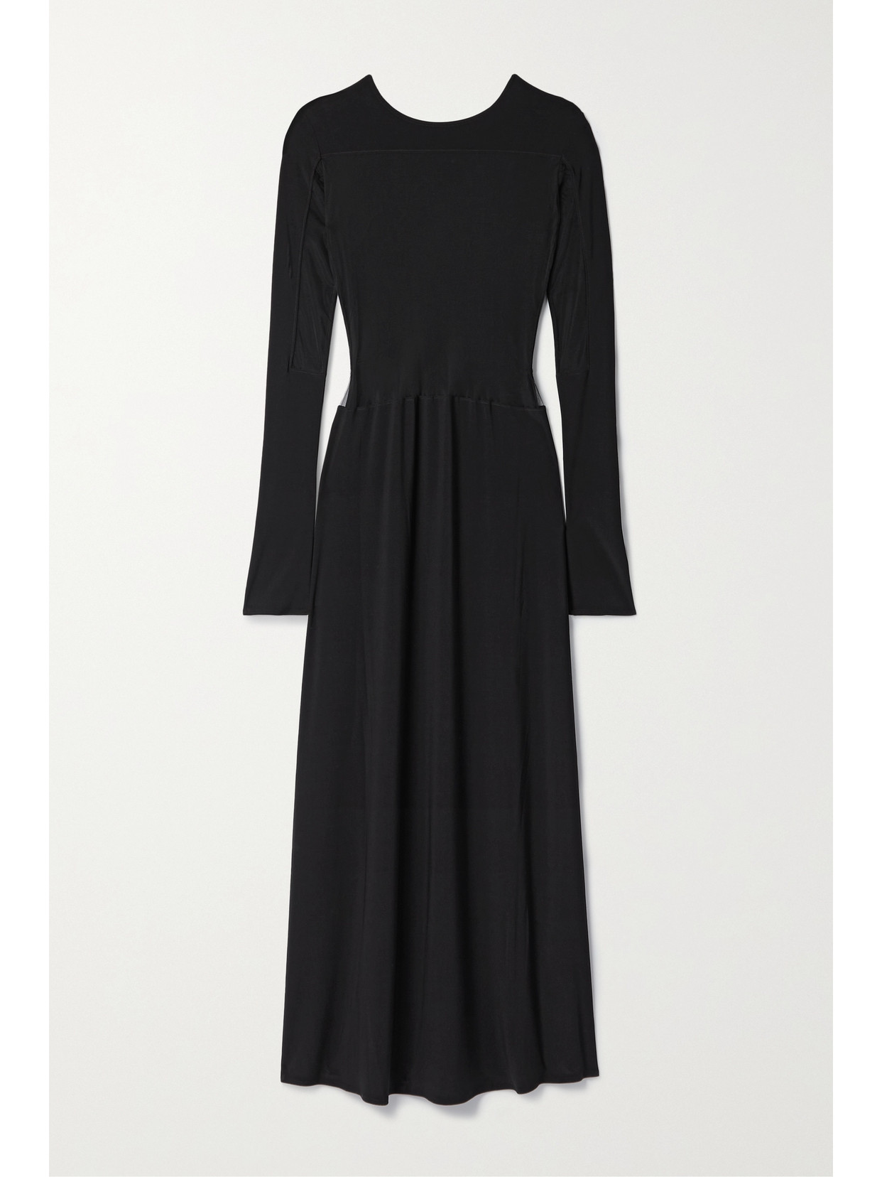 Grace Ling Paneled Tulle And Stretch-jersey Maxi Dress In Black