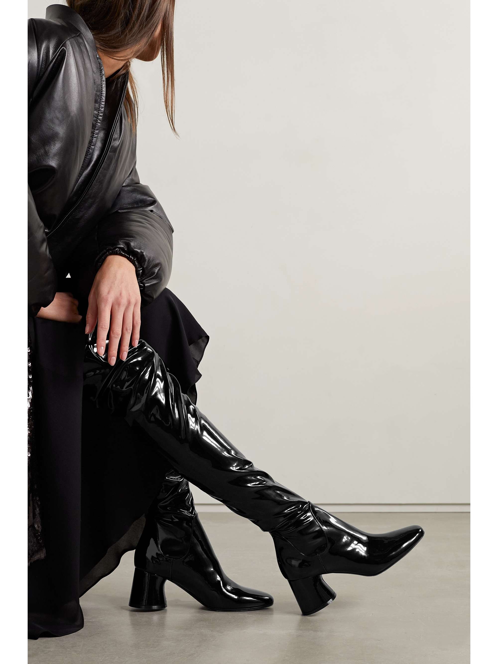KHAITE Wythe patent-leather over-the-knee boots
