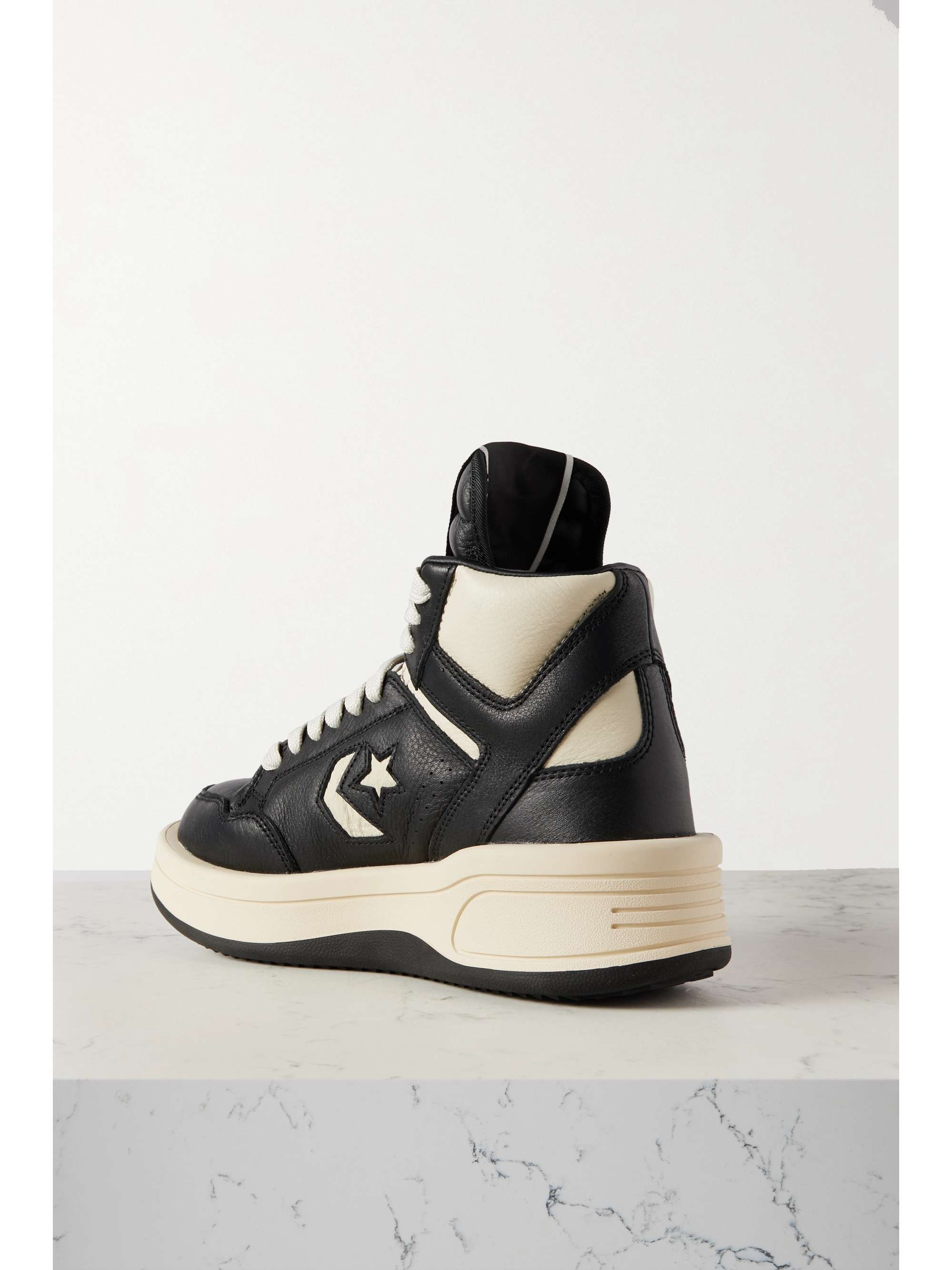 RICK OWENS + Converse DRKSHDW TURBOWPN leather high-top platform sneakers