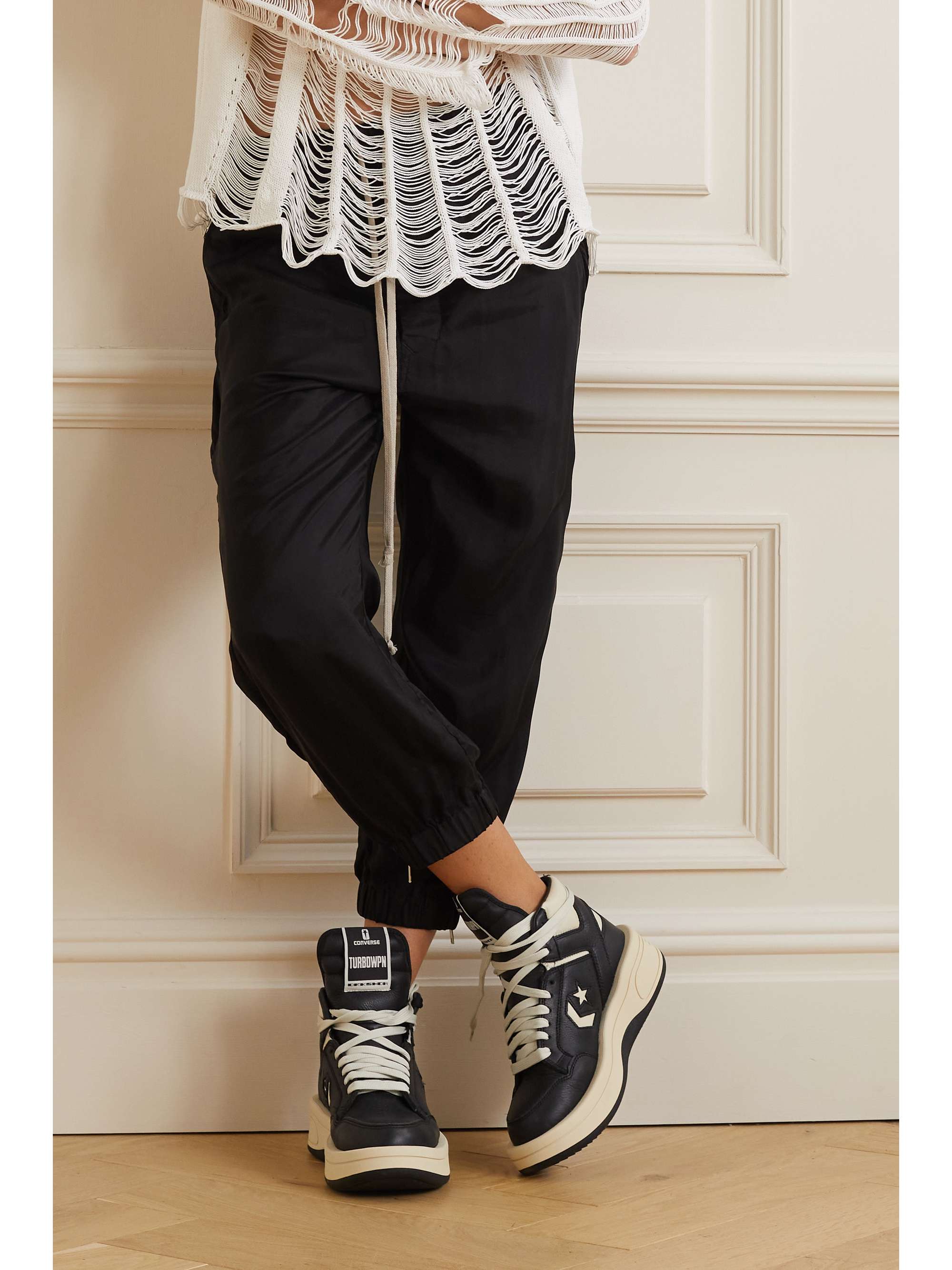 RICK OWENS + Converse DRKSHDW TURBOWPN leather high-top platform sneakers