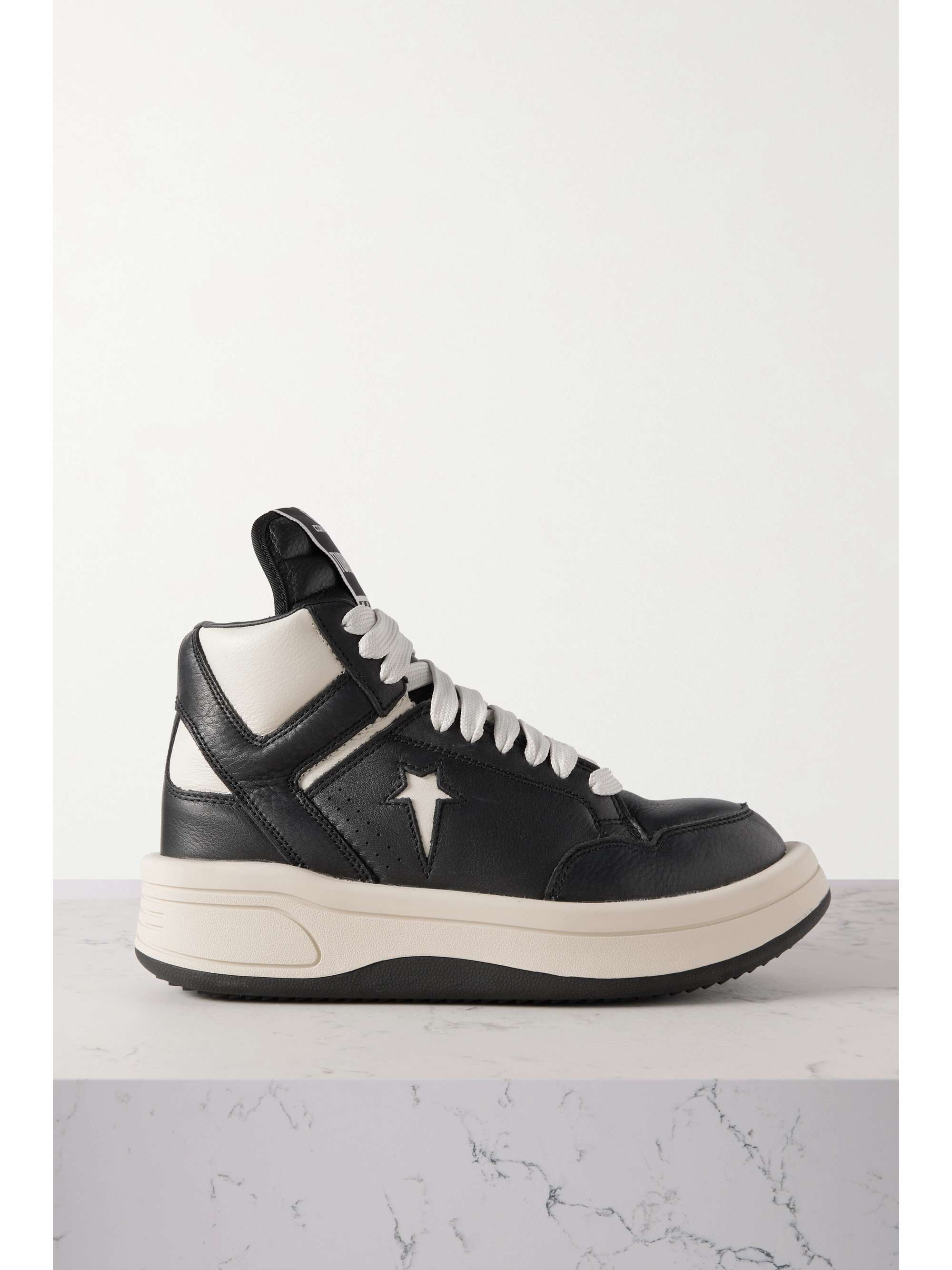 RICK OWENS + Converse DRKSHDW TURBOWPN leather high-top platform sneakers