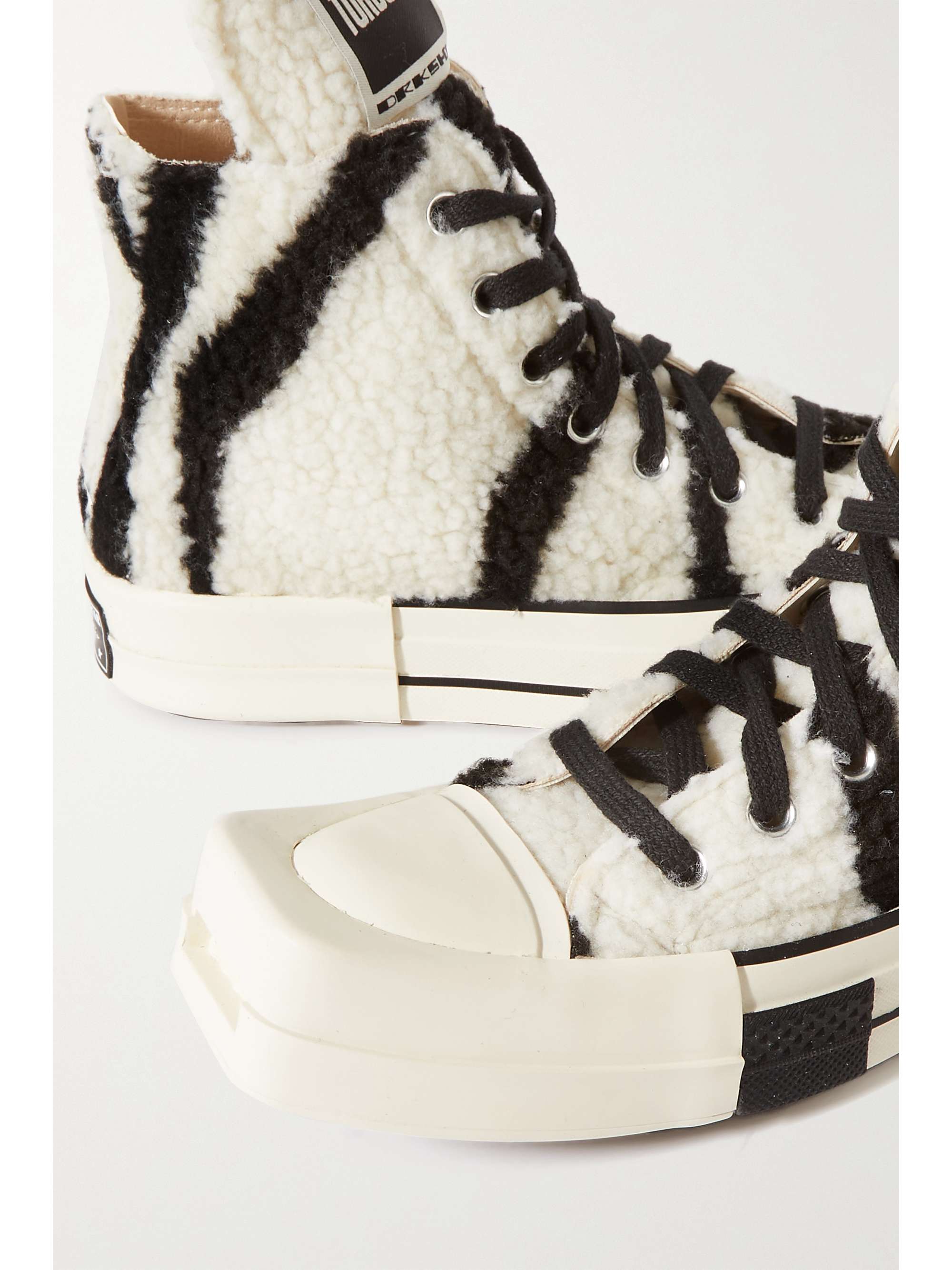 RICK OWENS + Converse TURBODRK Chuck 70 zebra-print faux shearling high ...