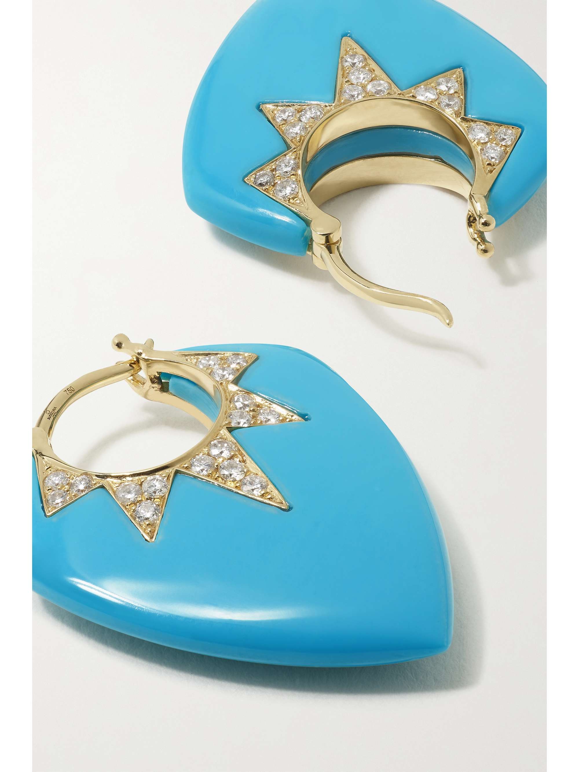 SORELLINA Guitar Pick 18-karat gold, agate and diamond earrings