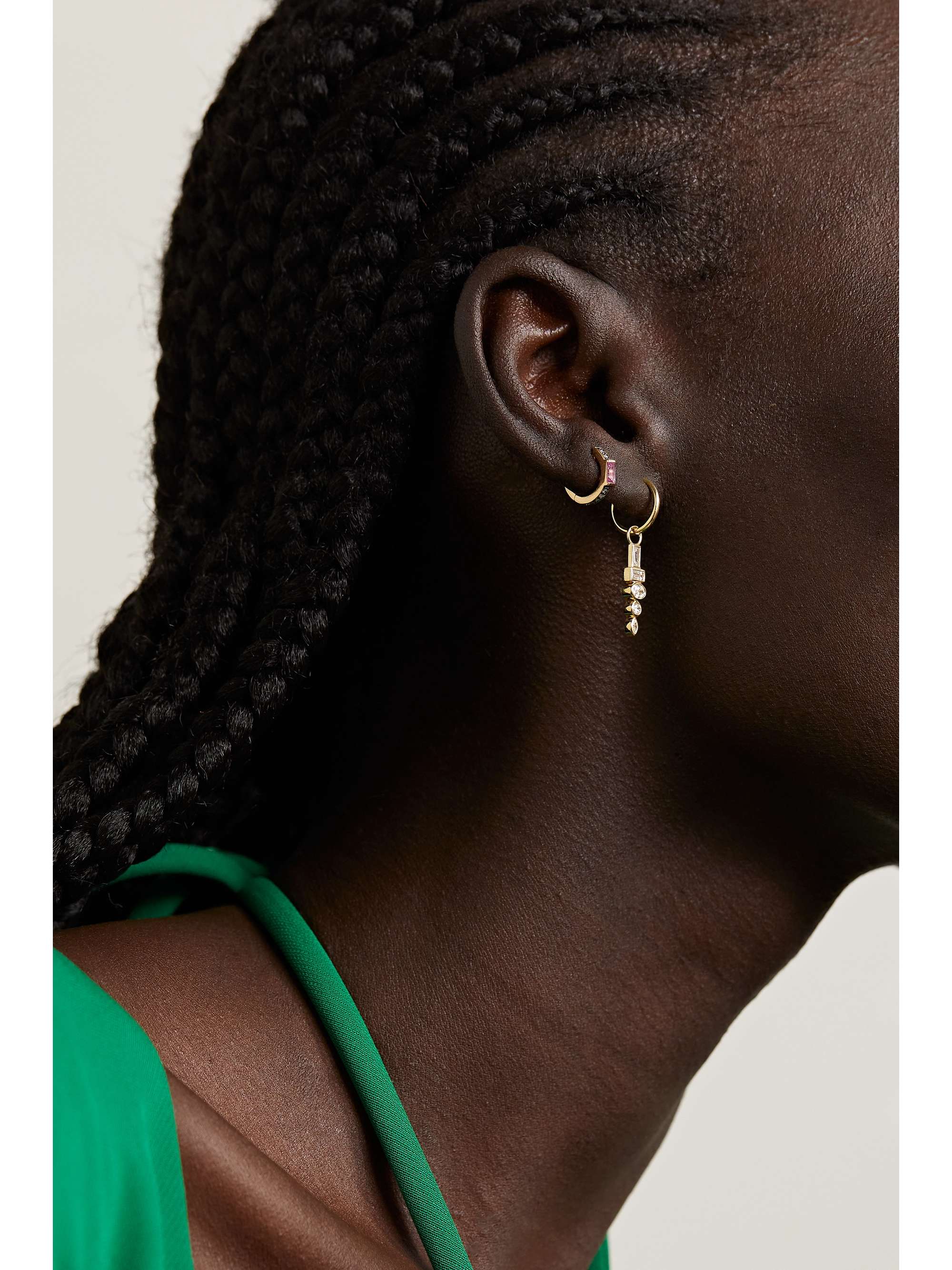 SORELLINA Totem 18-karat gold sapphire earrings