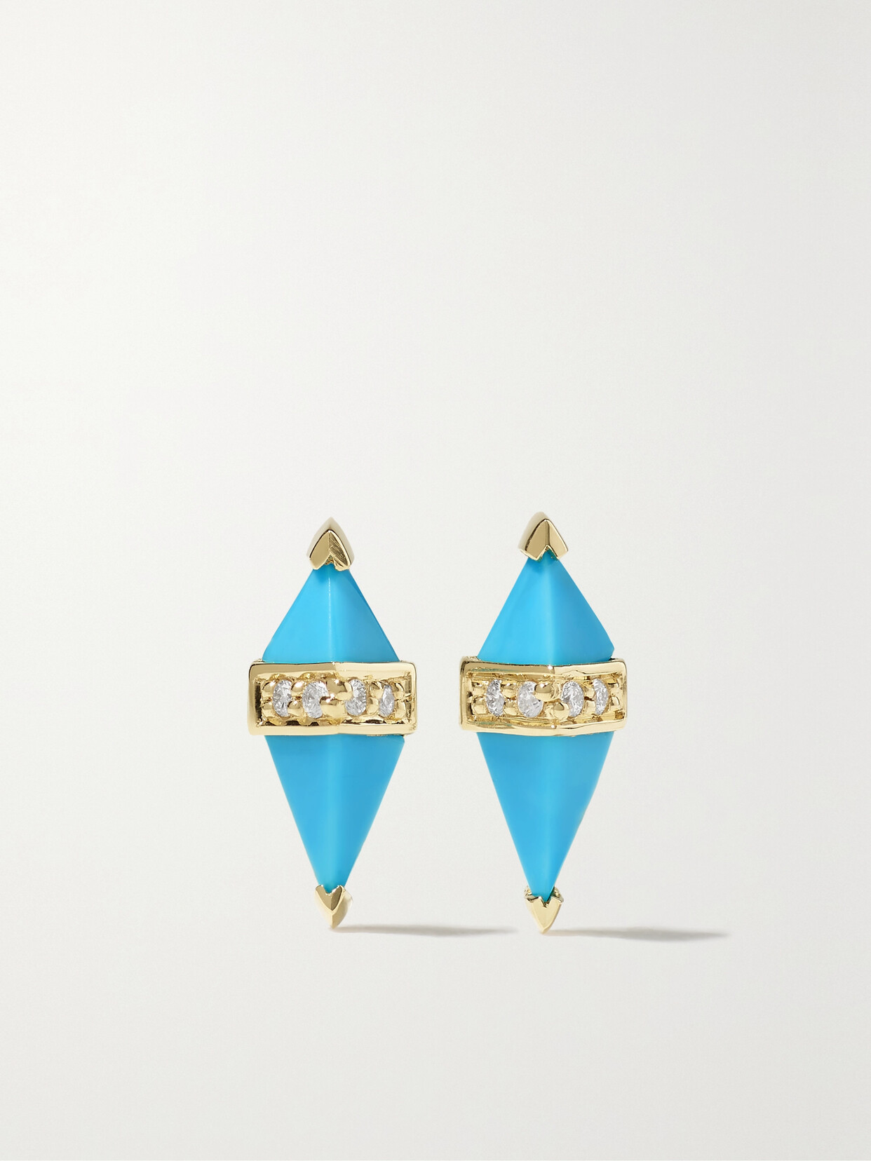 Shop Sorellina Pietra 18-karat Gold, Turquoise And Diamond Earrings